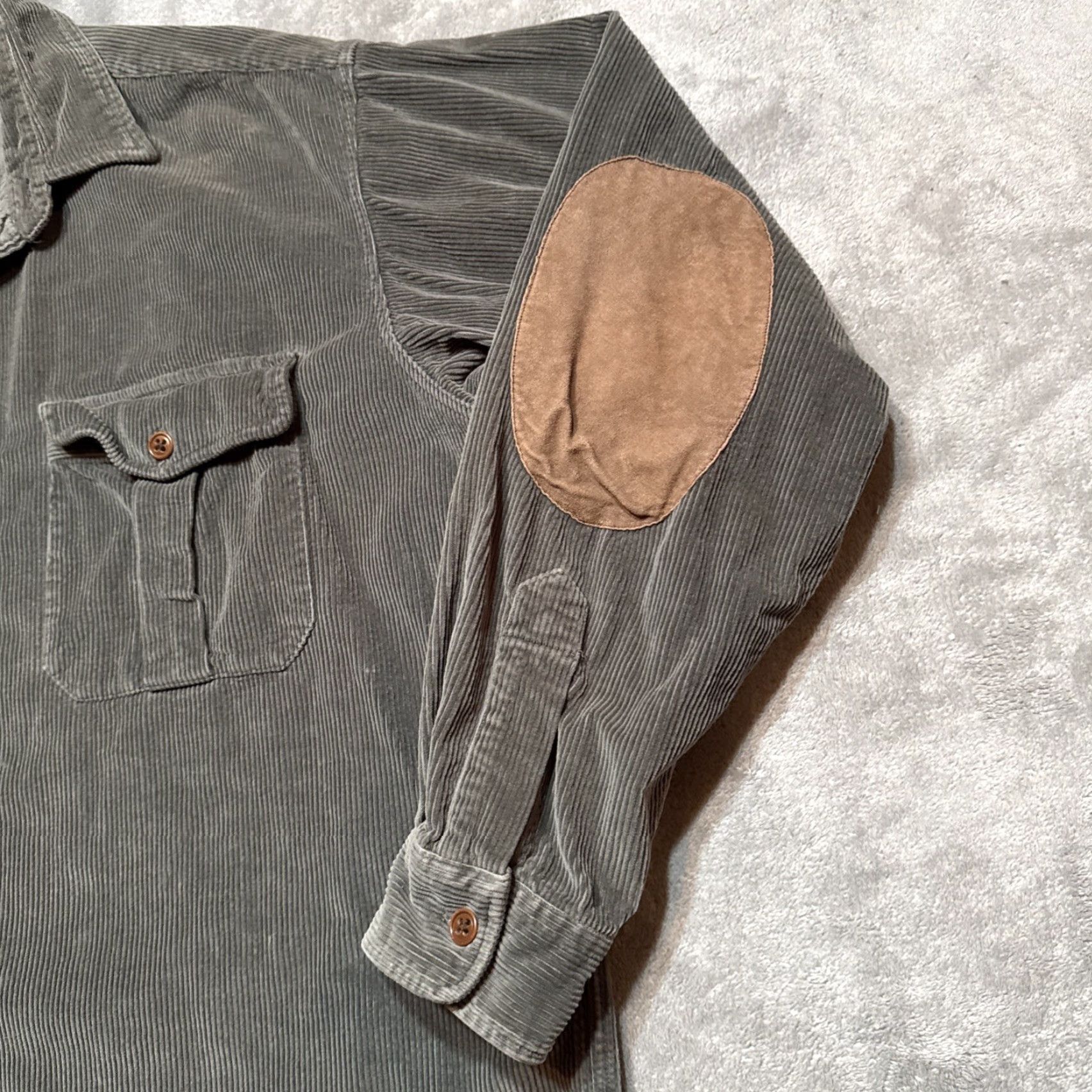 Polo Ralph Lauren VINTAGE Polo Ralph Lauren Sierra Shirt Mens L Green Corduroy Elbow Patch Shacket Safari/Military Button-Up Casual? Size US L / EU 52-54 / 3 - 3 Thumbnail