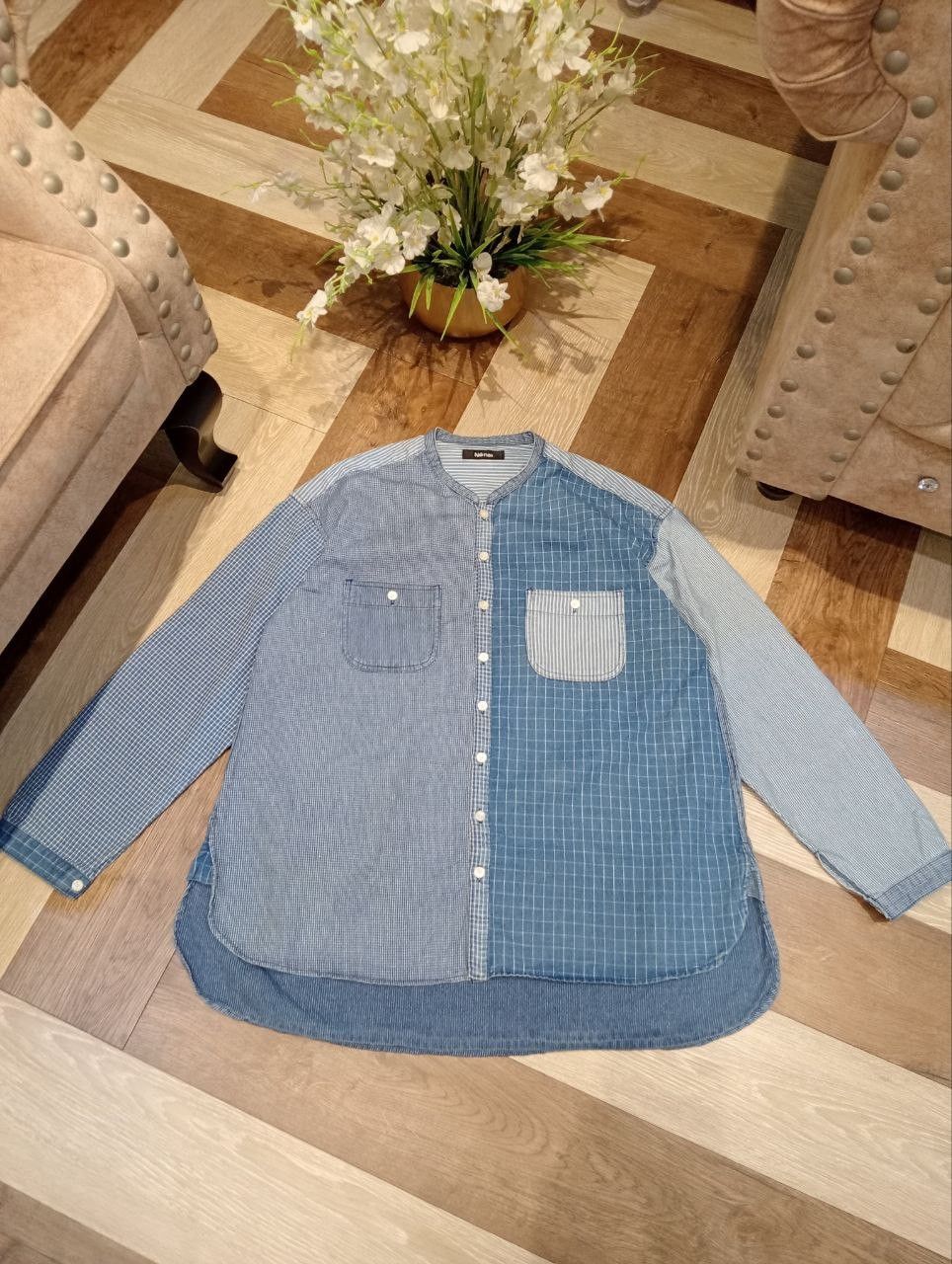Issey Miyake NE-NET ISSEY MIYAKE PATCHWORK DENIM SHIRT Size US L / EU 52-54 / 3 - 1 Thumbnail
