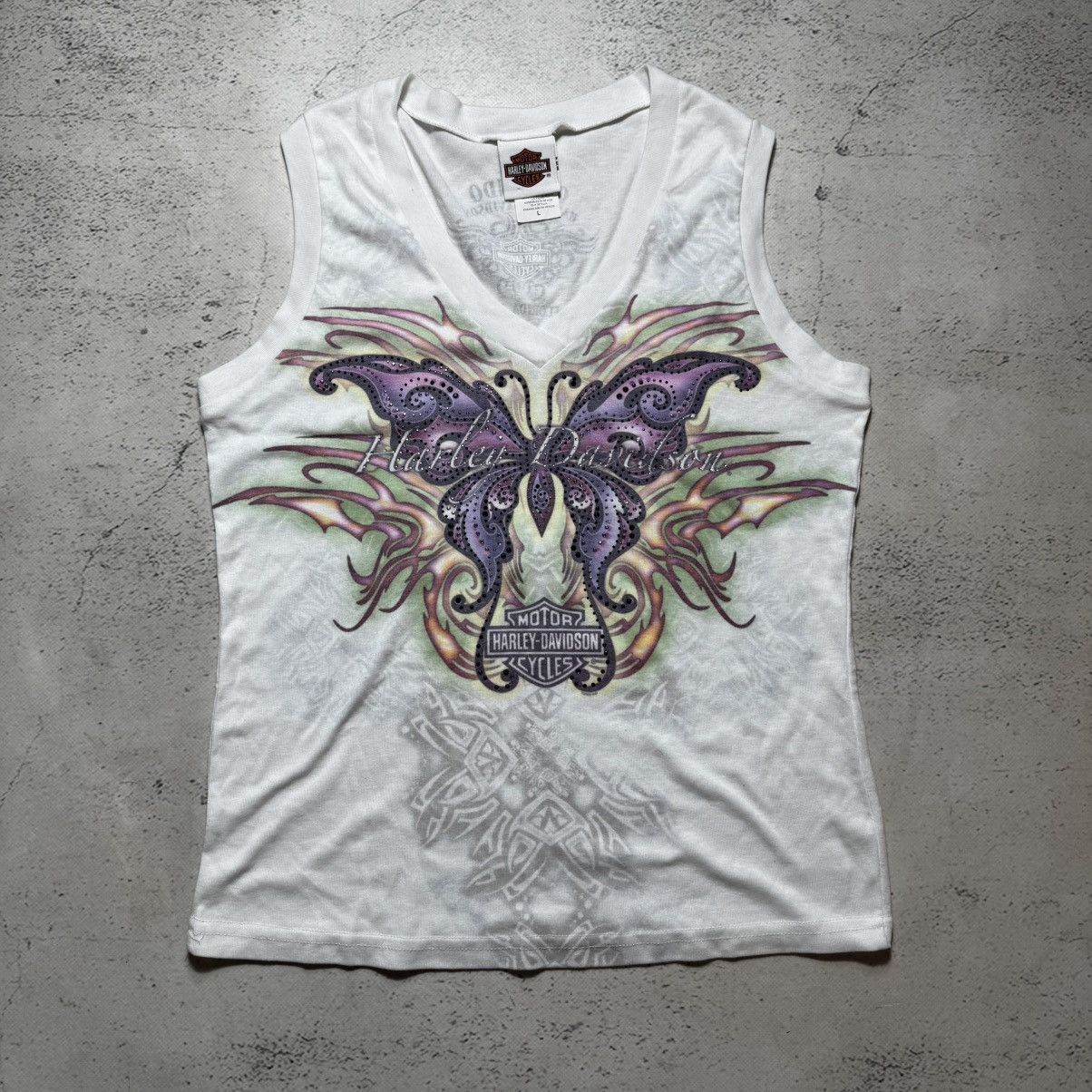 Harley Davidson new t shirt harley davidson y2k print butterfly ed hardy Size L / US 10 / IT 46 - 1 Thumbnail