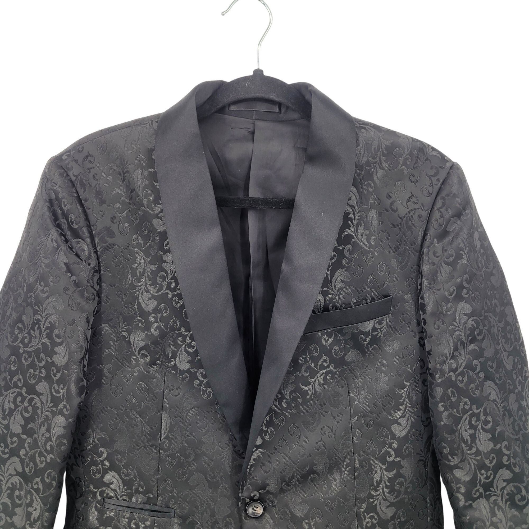 Designer Avanti Milano Paisley Black Jacquard Tuxedo Jacket L Satin S Size L / US 10 / IT 46 - 4 Thumbnail