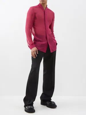 Rick Owens o1y0325 Solid Color Shirt in Fuschia Size US S / EU 44-46 / 1 - 5 Thumbnail