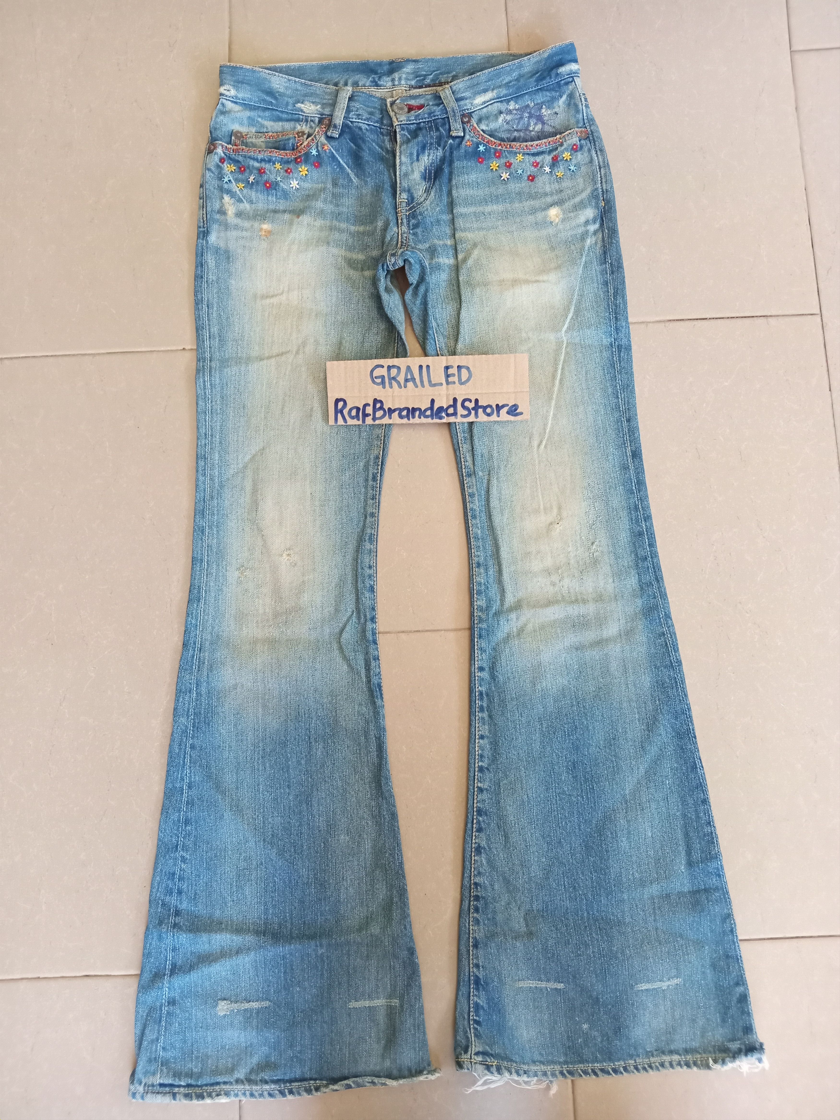 Hysteric Glamour × Japanese Brand LAST DROP💥Vintage Hysteric Glamour Distressed Flare Jeans Size US 29 - 1 Thumbnail