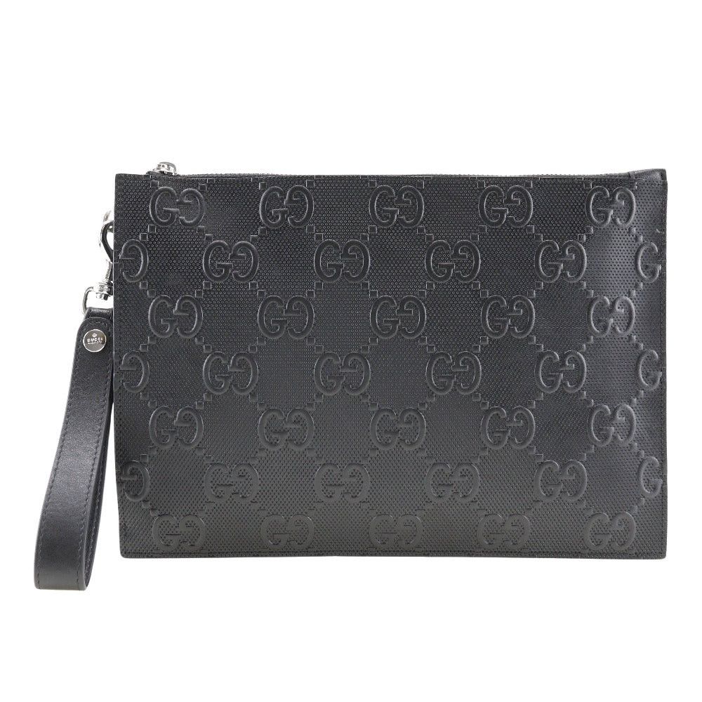 Gucci Gg Embossé Black Leather Clutch Bag (Pre-Owned) Size ONE SIZE - 1 Thumbnail