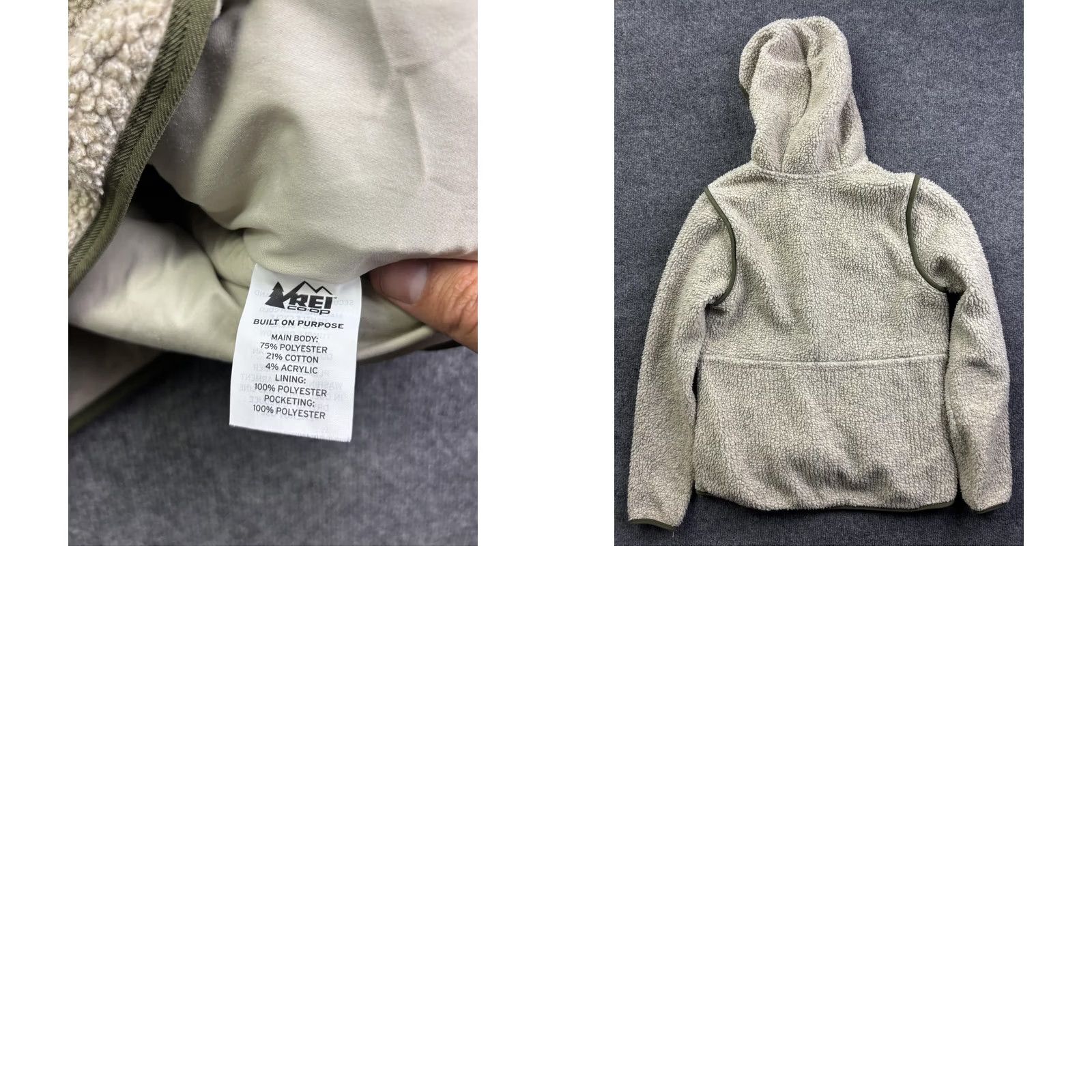 Vintage REI Cooperative Jacket Womens M White Sherpa Fleece Hooded Full Zip Pockets CSS Size M / US 6-8 / IT 42-44 - 8 Thumbnail