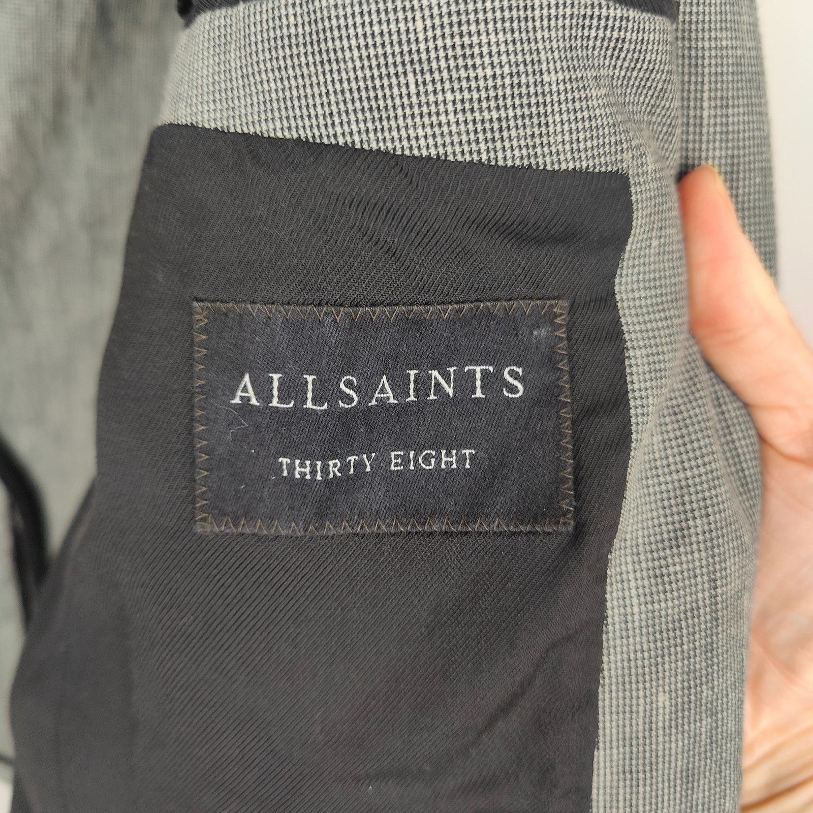 Allsaints AllSaints Chiltern Blazer Men 38 Gray Mini Houndstooth Size 38R - 8 Thumbnail
