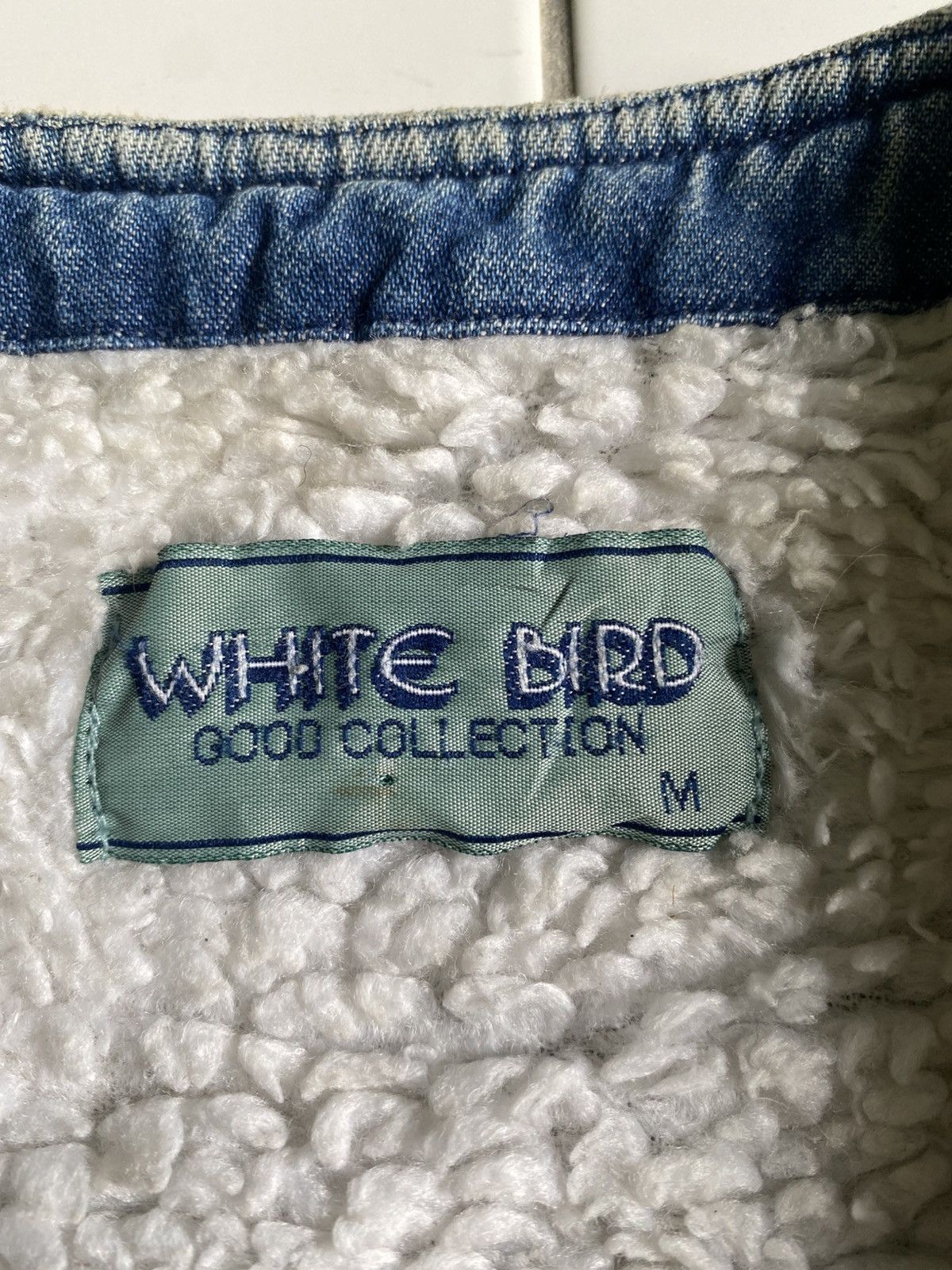 Japanese Brand × Vintage Vintage white bird jeans Sherpa tactical jacket Size US M / EU 48-50 / 2 - 5 Thumbnail