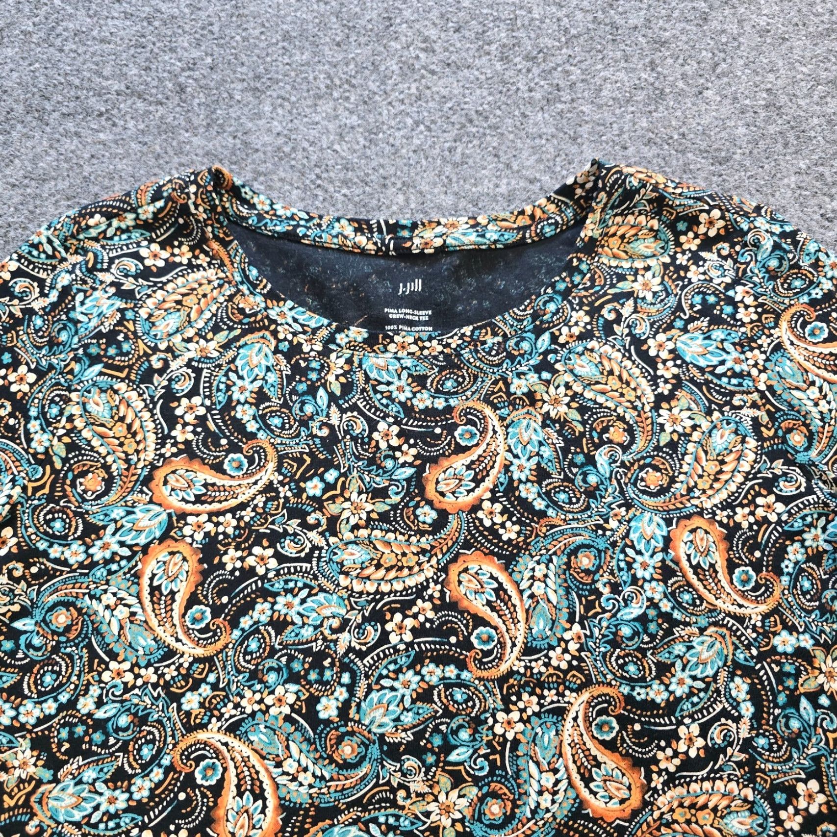 J. Jill J Jill Top Womens L Black Green Paisley Pima Cotton Long Sleeve Casual Shirt Size L / US 10 / IT 46 - 2 Thumbnail