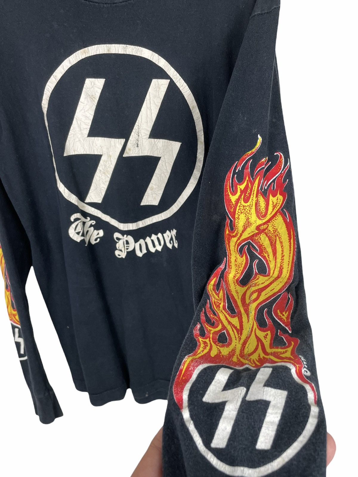 The Leather Shop × Vintage Vtg 90s Concho Creations Long Beach SS Flames LS Tee USA Size US L / EU 52-54 / 3 - 6 Thumbnail