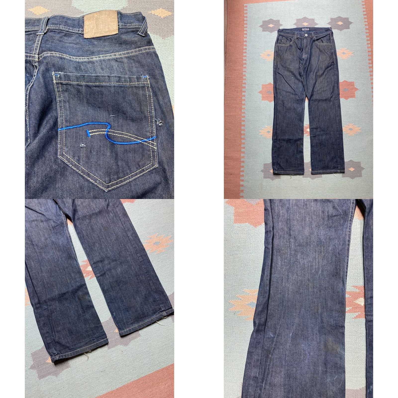 Enyce VINTAGE enyce Jeans Grunge Embroidered Wide-Leg Distressed Baggy 34x33 Men Blue Size US 34 / EU 50 - 8 Thumbnail