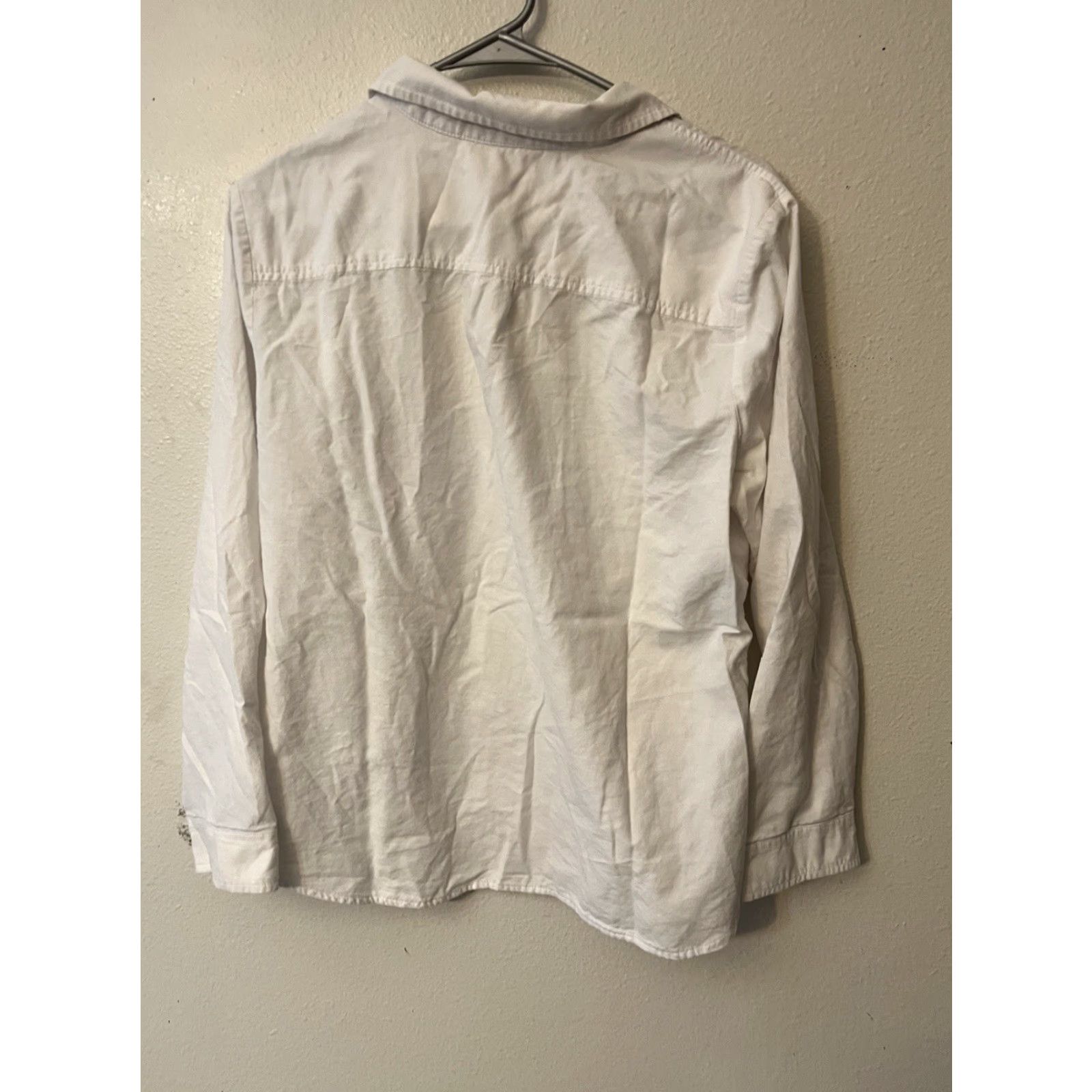 Croft & Barrow Croft & Barrow Shirt Women Button-Up White Size Large Casual Cotton Neck Collared Long Sleeve | Button-Up | Regular Fit Size L / US 10 / IT 46 - 2 Thumbnail