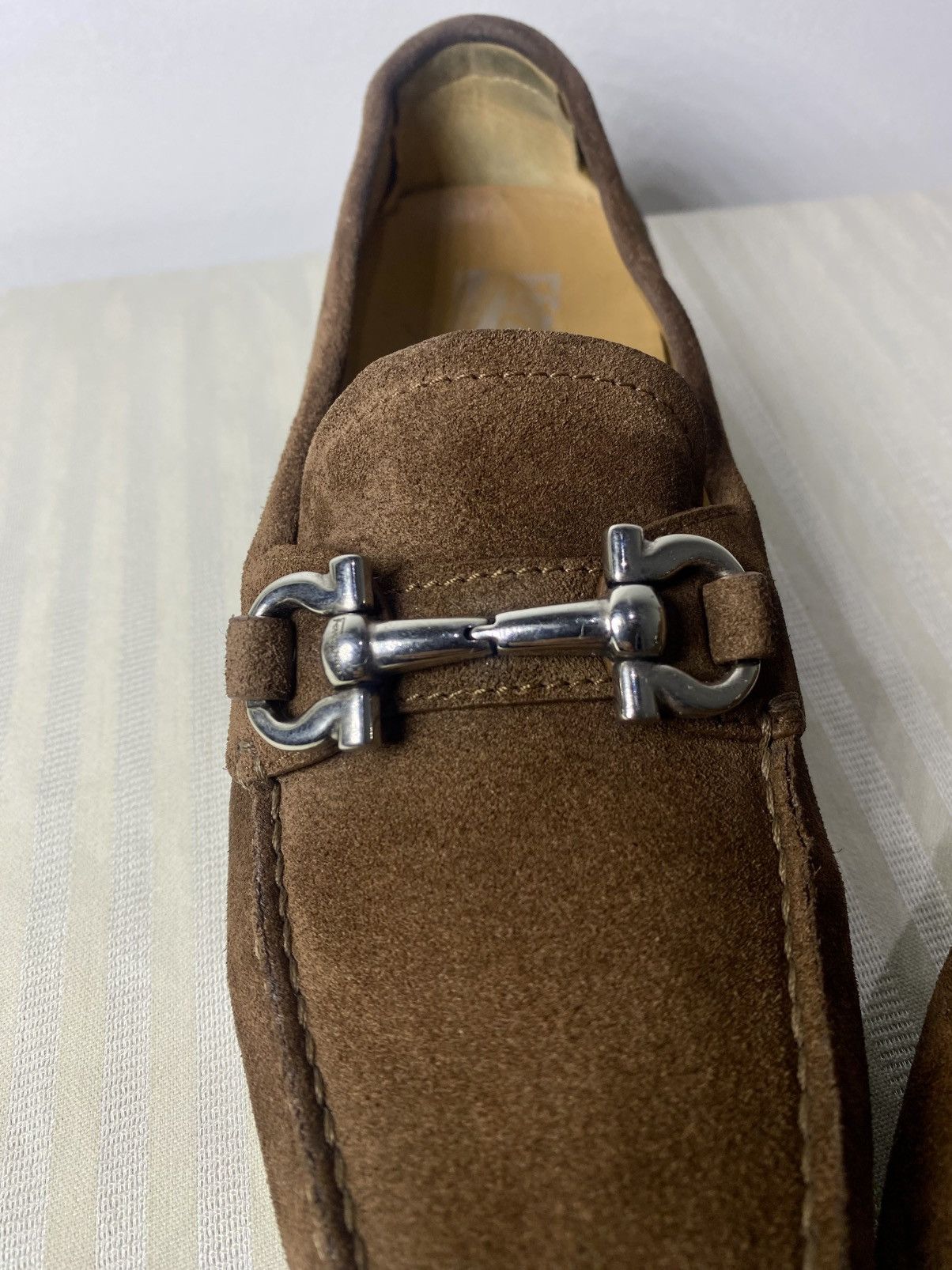Salvatore Ferragamo Gancini Brown Suede Loafers by Salvatore Ferragamo Size US 5.5 / IT 35.5 - 8 Thumbnail