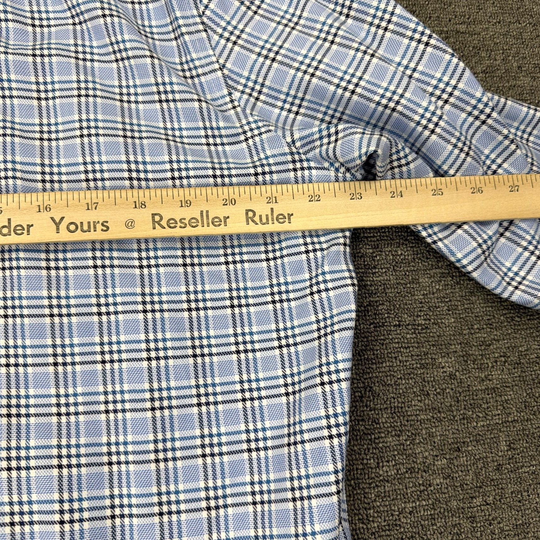 Joseph Abboud Joseph Abboud Shirt Mens Large Blue Check Non-Iron Dress Button Up Long Sleeve Size 42R - 8 Thumbnail