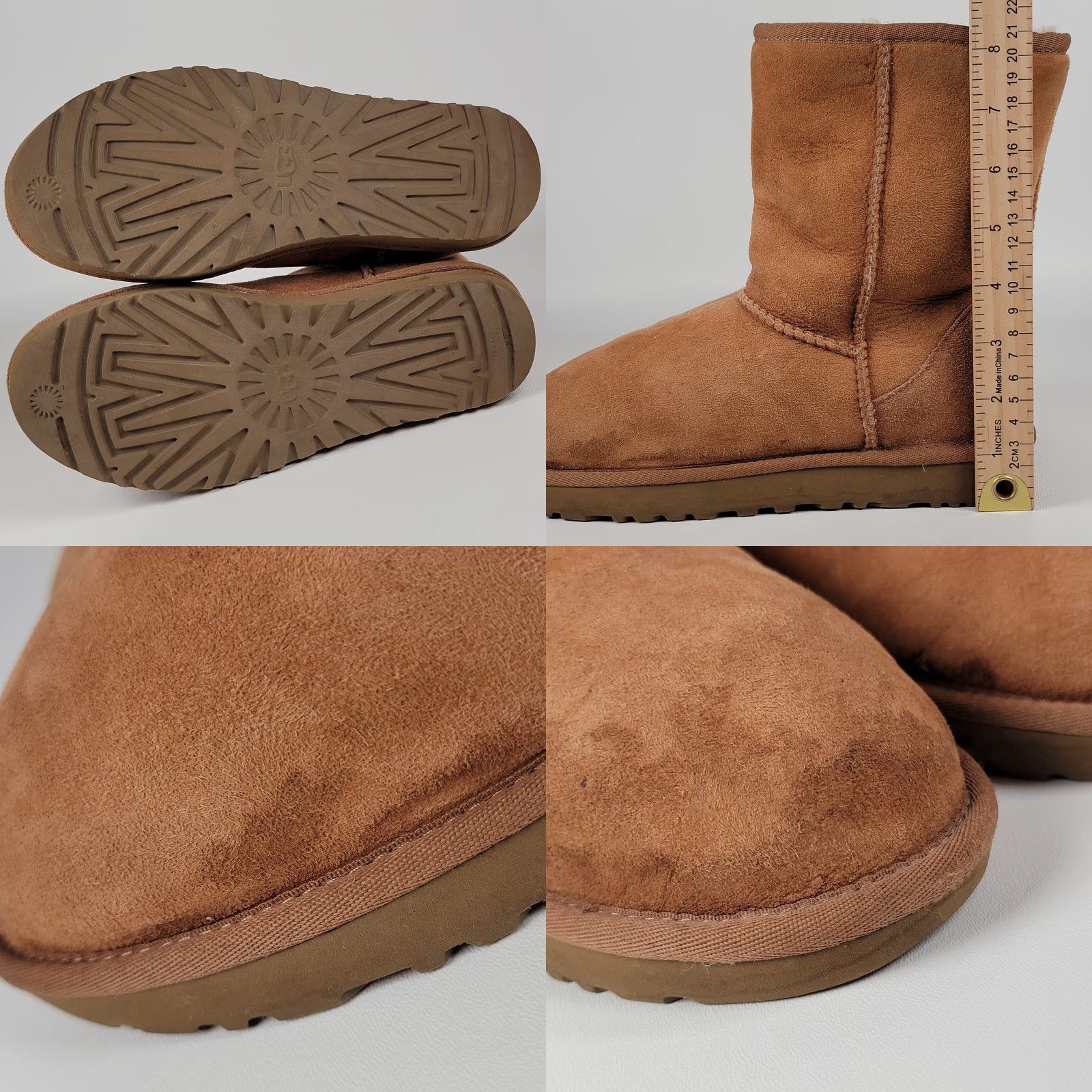 Ugg UGG Classic Short II Boots Suede Sheepskin Chestnut Brown Women 8 US 39 EU Slip-On Casual Winter Flat Heel Platform Brown Logo M Mid-Calf Shoes Size 30" / US 8 / IT 44 - 8 Thumbnail