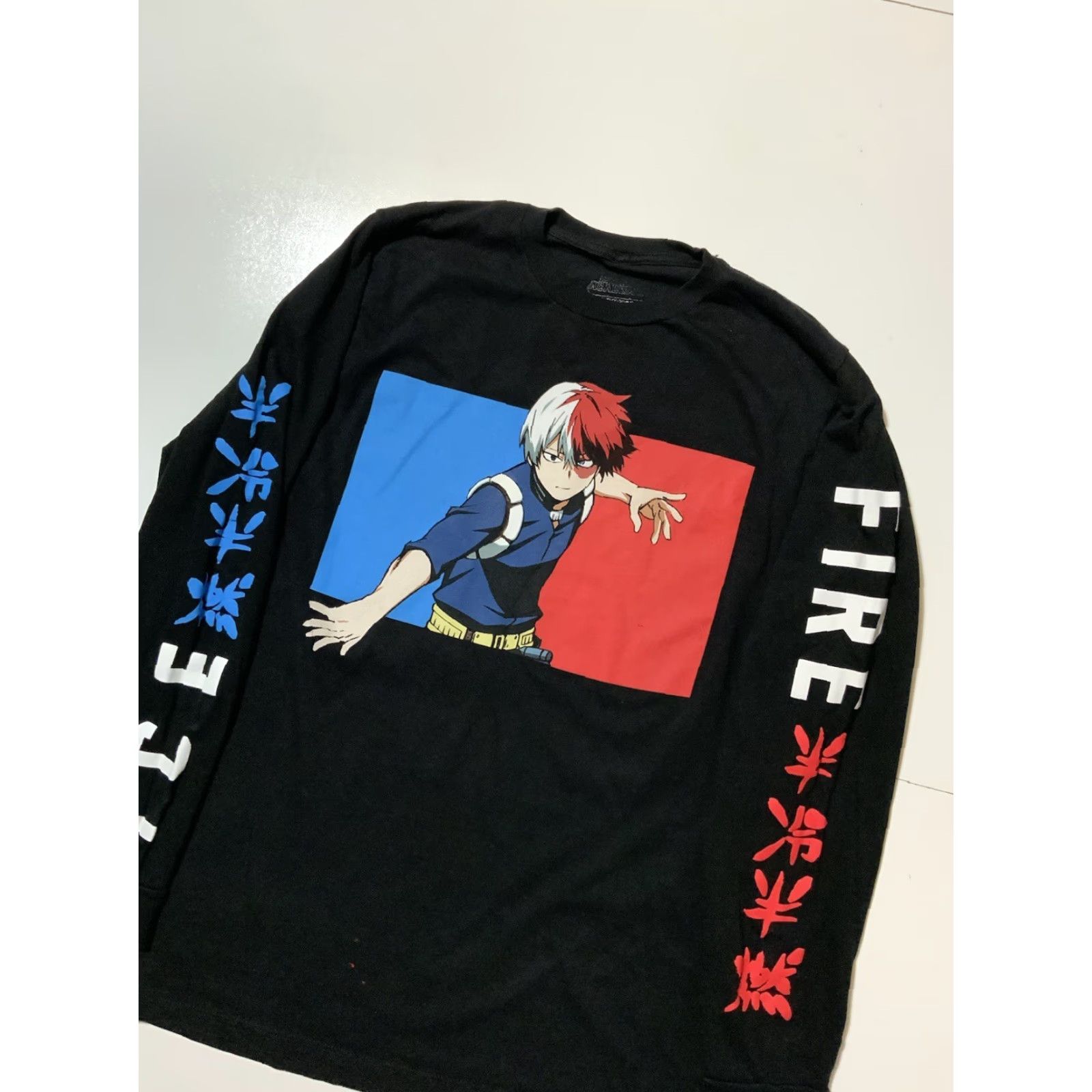 Vintage My Hero Academia Shoto Todoroki Ice Fire Manga Anime Graphic L/S T-Shirt Sz. M Men Black Size US M / EU 48-50 / 2 - 3 Thumbnail