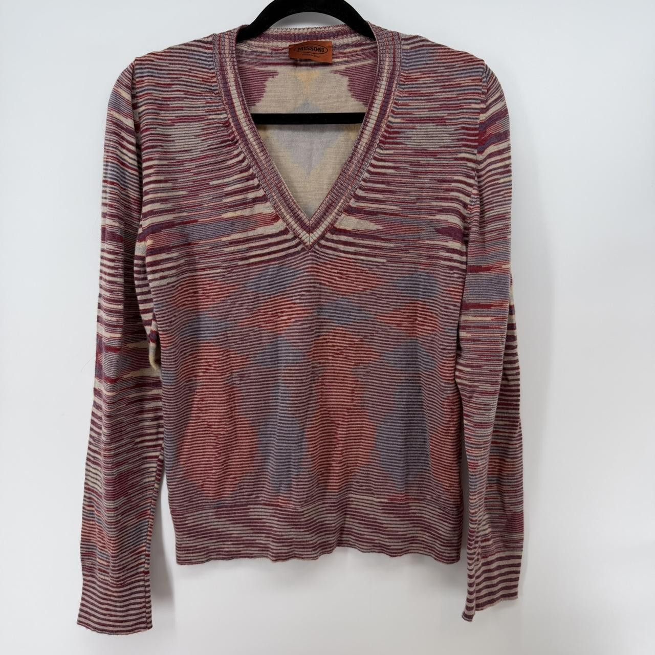 Missoni Missoni V-neck Argyle Multicolor Zig Zag Stripe Sweater Size XL / US 12-14 / IT 48-50 - 1 Thumbnail