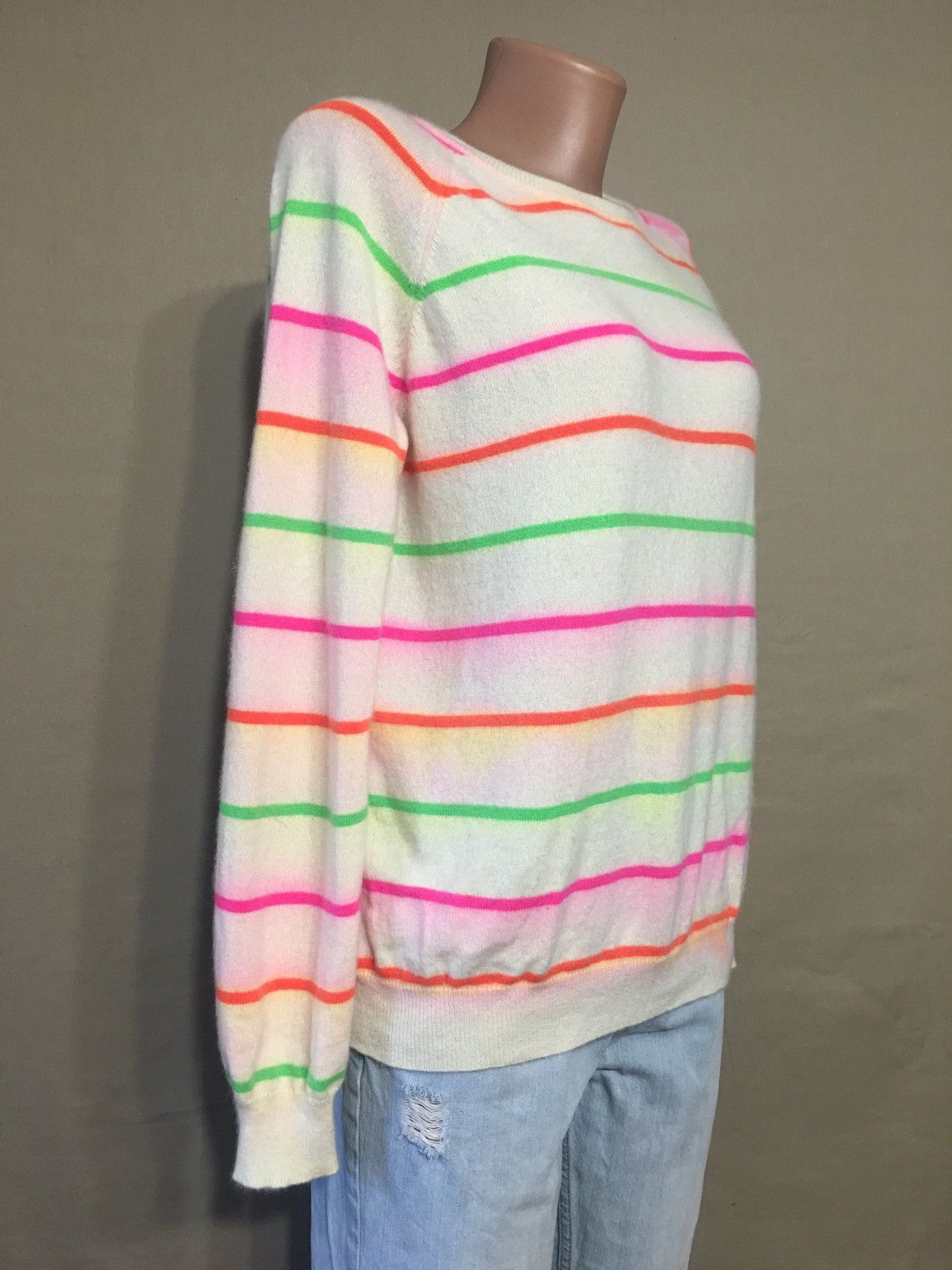 Other GUSSY and LOU Cream Multi Neon Stripes Cashmere Sweater M Size M / US 6-8 / IT 42-44 - 4 Thumbnail