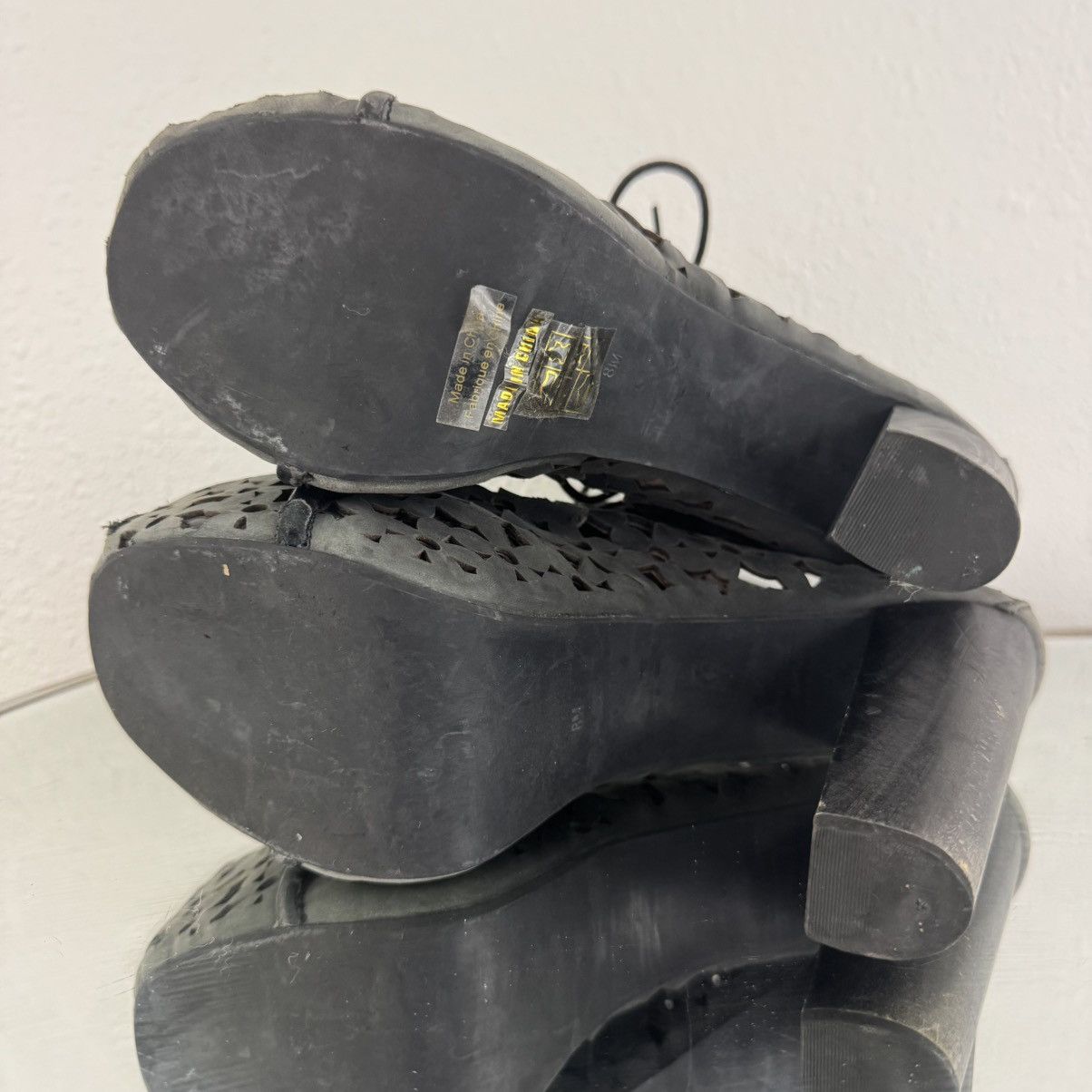 Jeffrey Campbell JEFFERY CAMPBELL Grey Leather Lita Daisy Platform Heels Size US 8 / IT 38 - 9 Thumbnail