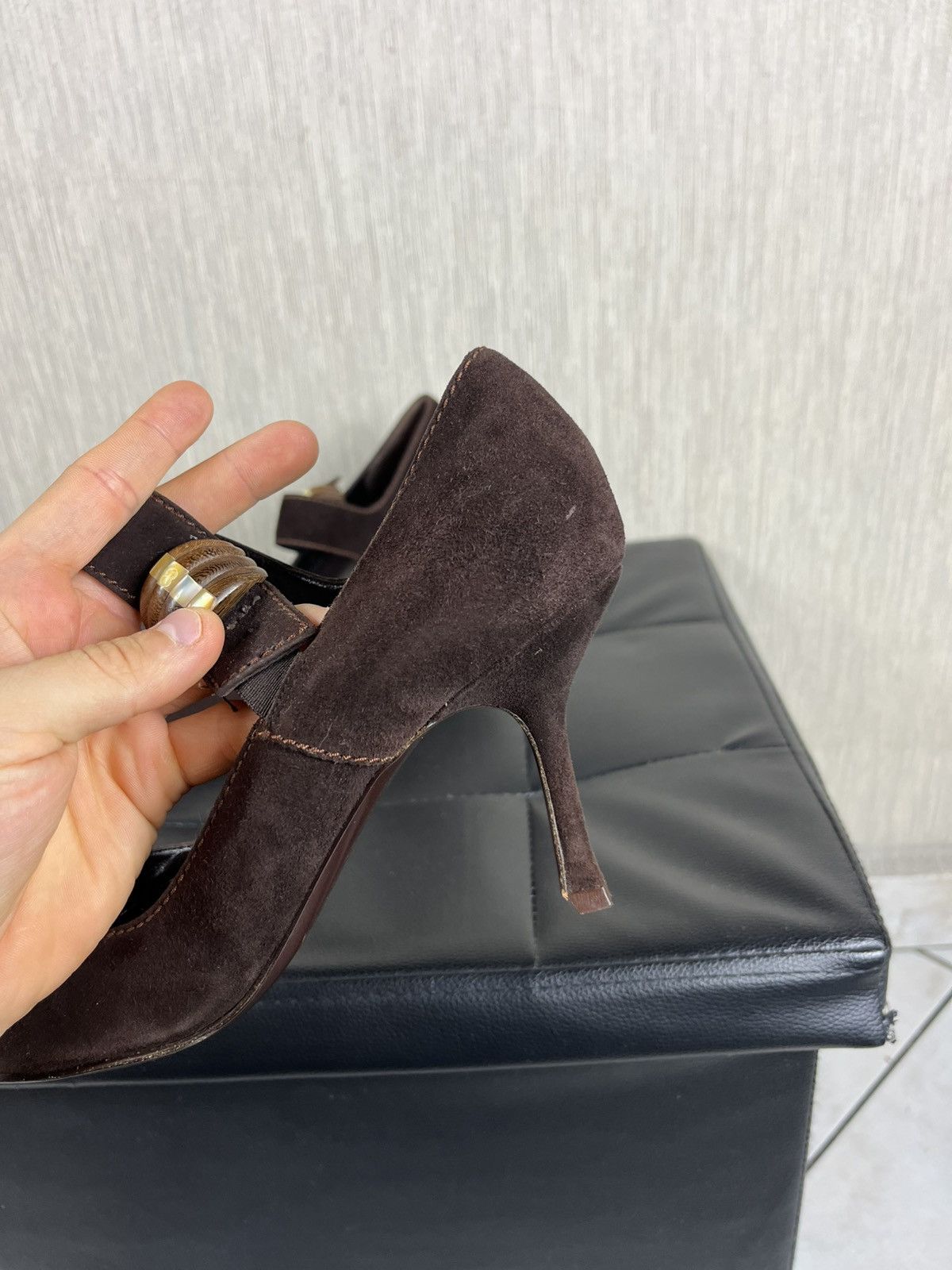 Escada Vintage Escada suede velvet pumps heels shoes avant garde Size US 9.5 / IT 39.5 - 20 Thumbnail