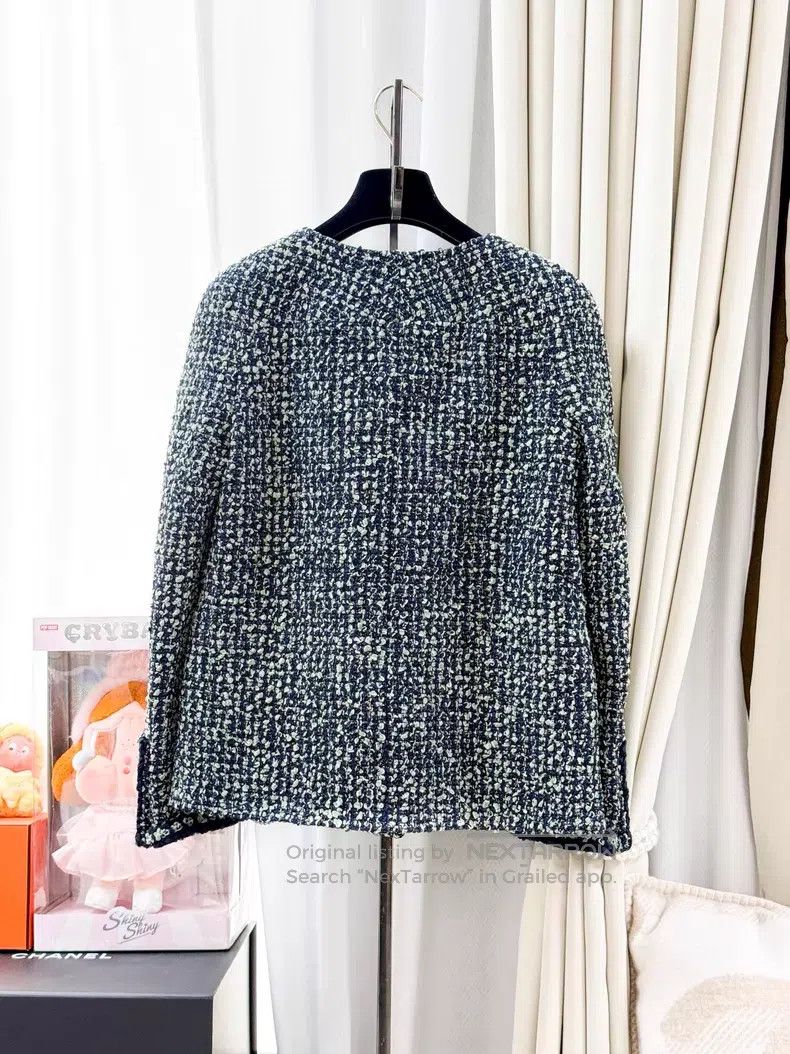 Chanel Chanel Green tweed braided long-sleeved soft coat Size XS / US 0-2 / IT 36-38 - 3 Thumbnail