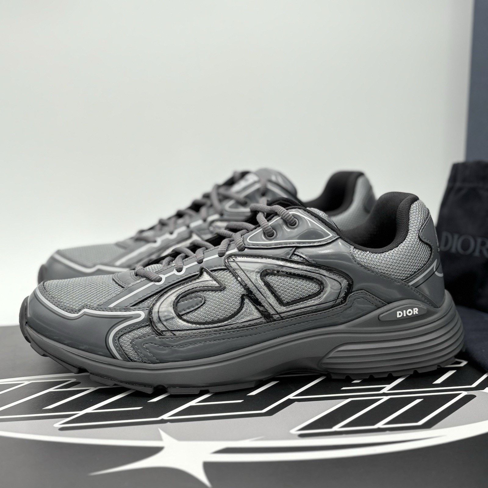 Dior Dior B30 Reflective Sneaker ' Black Gray ' | SUPER CLEAN! Size US 12 / EU 45 - 1 Thumbnail