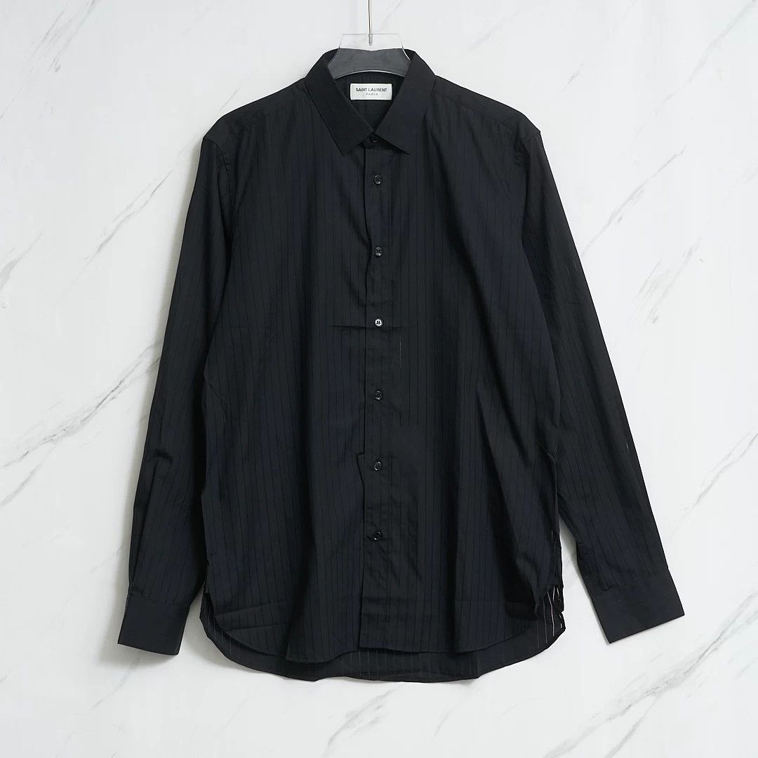 Saint Laurent Paris Saint Laurent Men's Crocheted Stripe Shirt Size US M / EU 48-50 / 2 - 1 Thumbnail