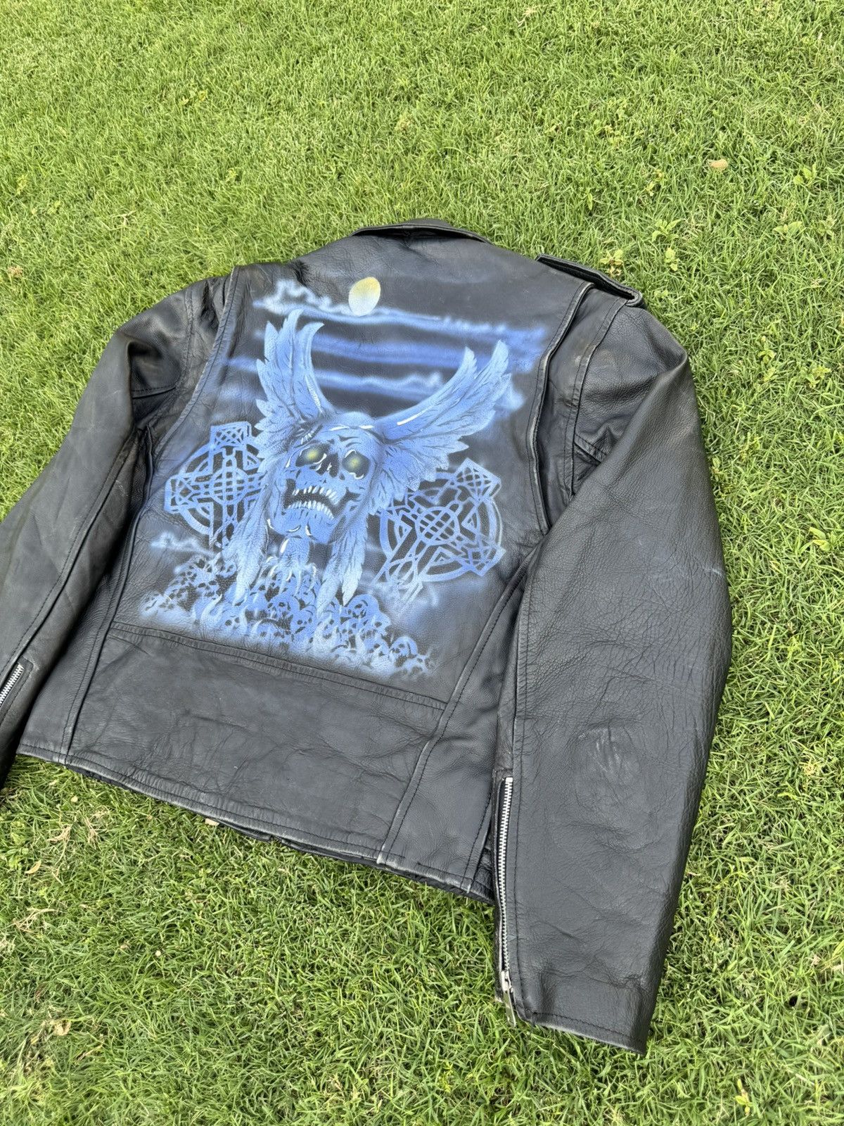 Vintage vintage distressed black BLL genuine cowhide leather biker Size US M / EU 48-50 / 2 - 16 Thumbnail
