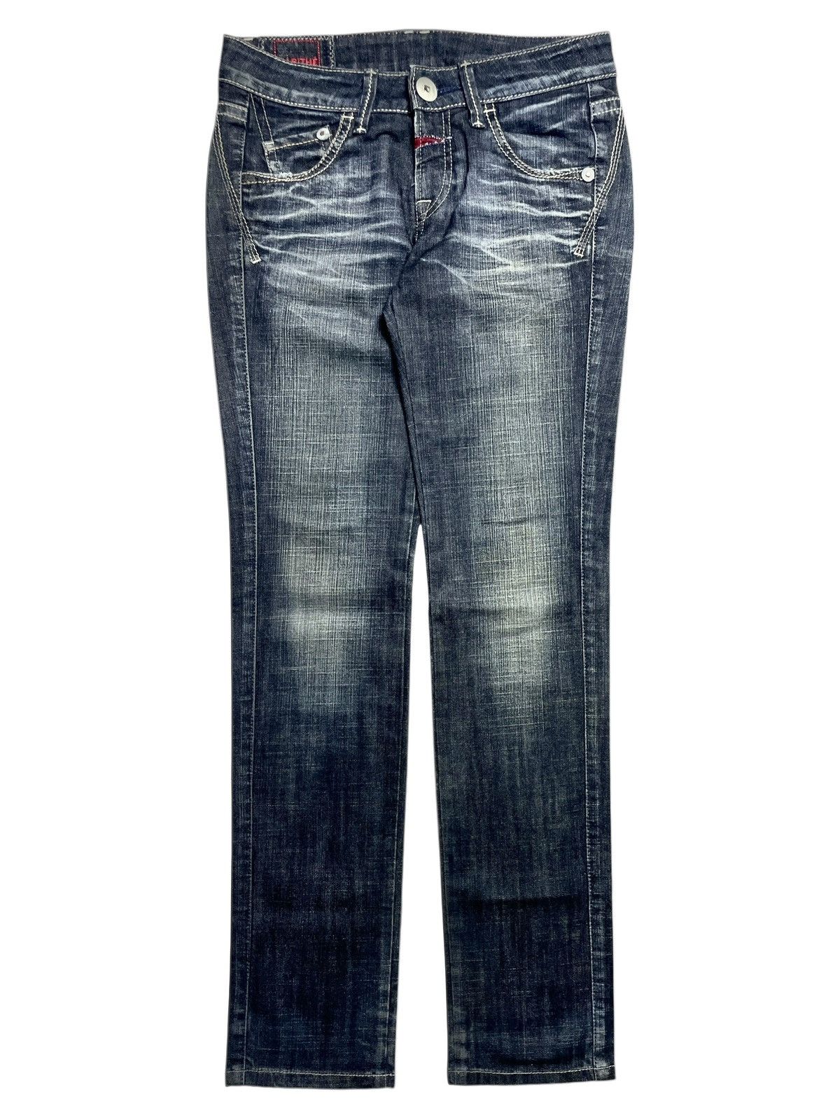 Marithe + Francois Girbaud Marithe Francois Girbaud - Crash Faded Lowrise Denim Pants Size US 29 - 1 Thumbnail