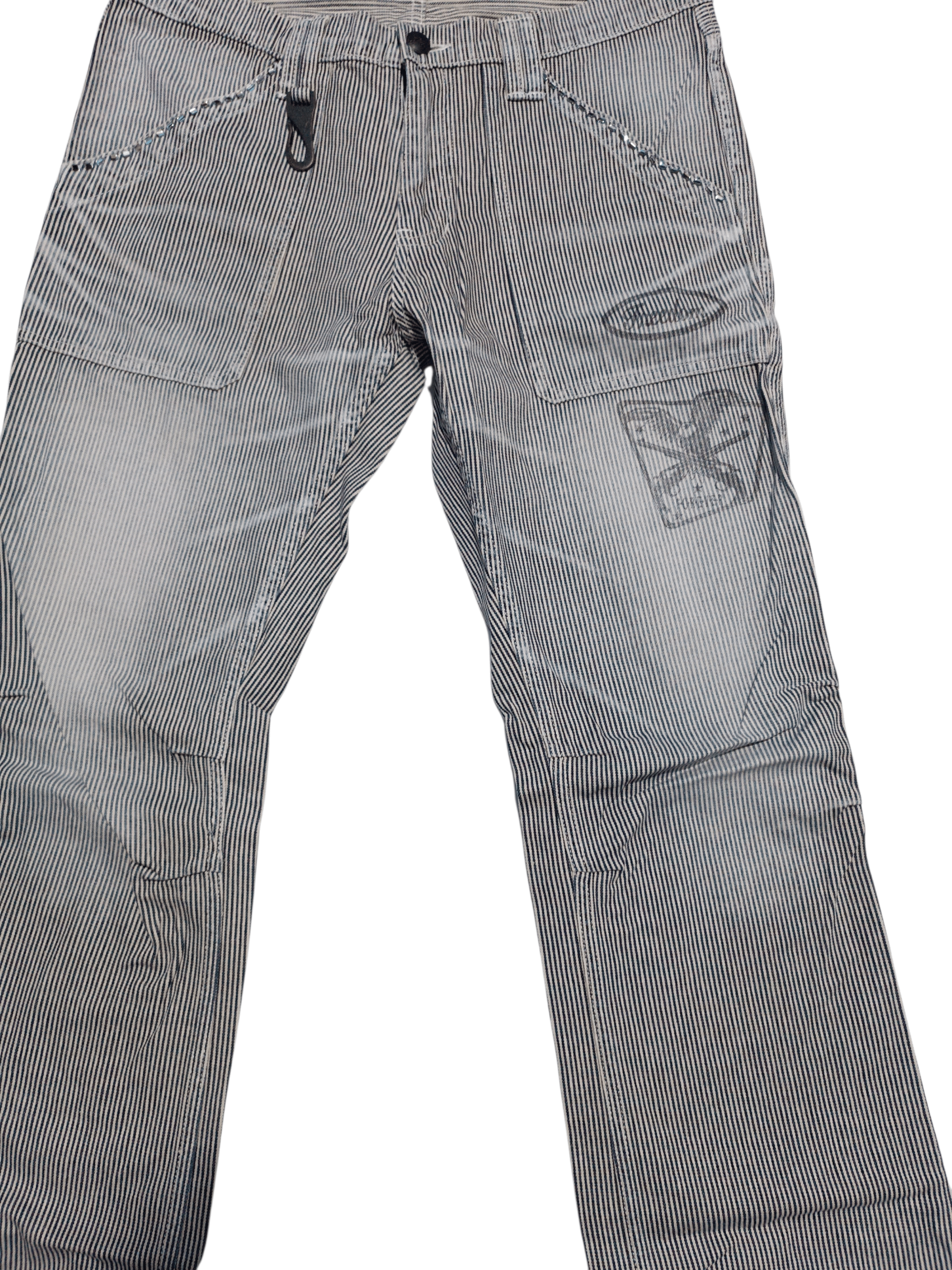 roarguns Roarguns Hickory Stripe Faded Wash Bootcut Flare Pant Size US 30 / EU 46 - 3 Thumbnail
