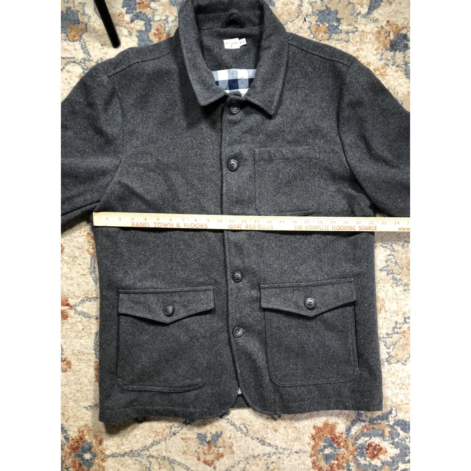 Vintage Bridge & Burn Jacket Mens XL Gray Wool Military Front Button Pockets Lined Size US XL / EU 56 / 4 - 5 Thumbnail