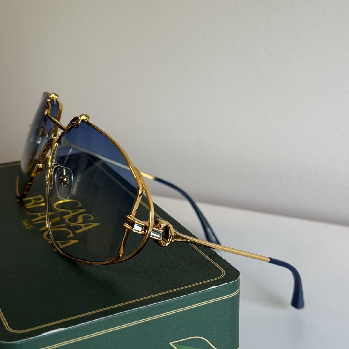 Casablanca Casablanca Stainless Steel Pilot Sunglasses Blue Tint Size ONE SIZE - 6 Thumbnail