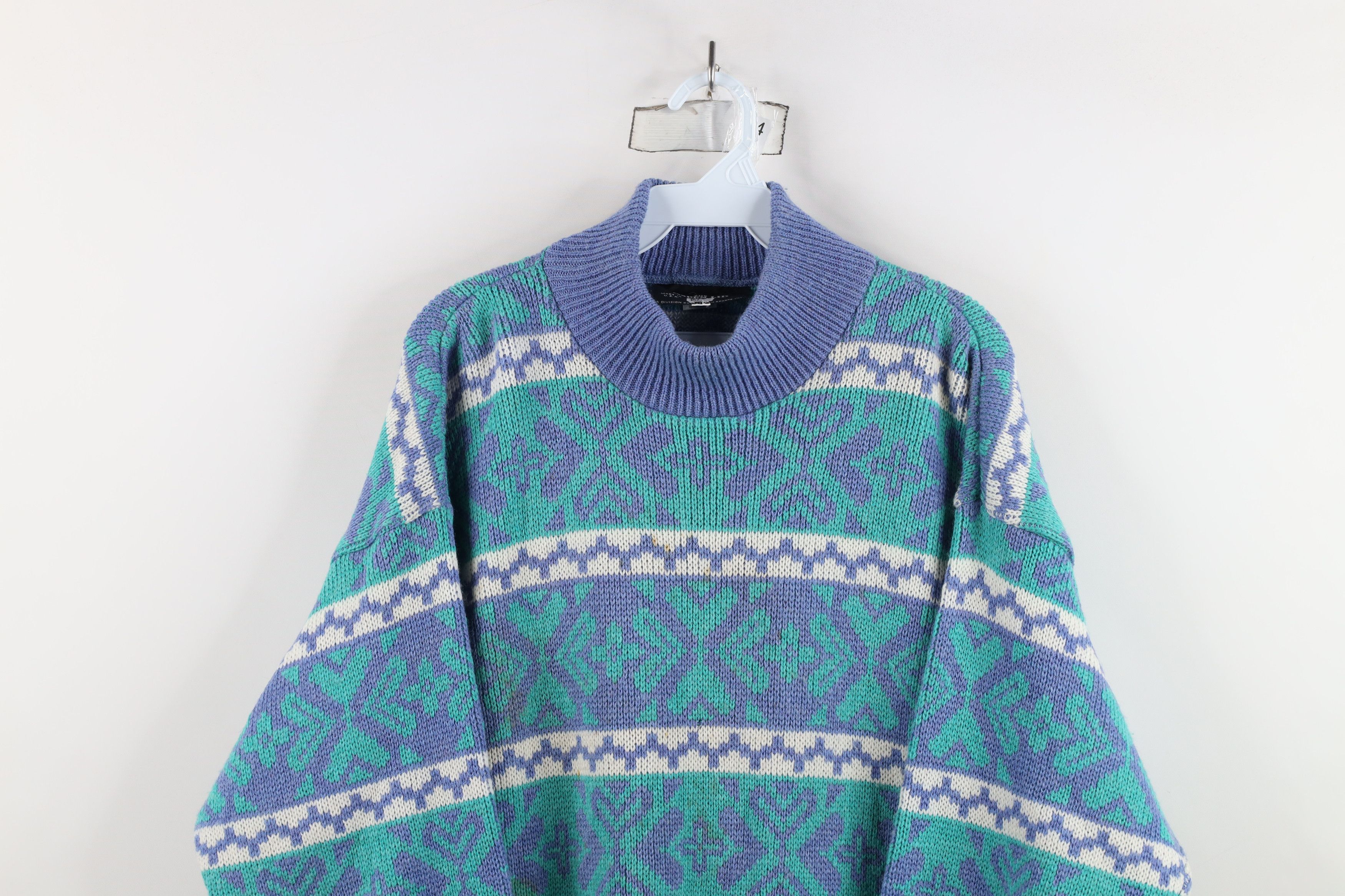 Vintage Vintage 90s Streetwear Blend Fair Isle Mock Neck Sweater USA Size L / US 10 / IT 46 - 2 Thumbnail
