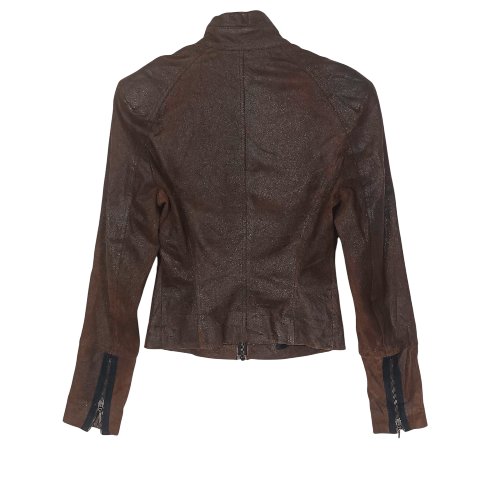 plein sud Plein Sud Rust Brown Leather Zip Up Jacket Size XS / US 0-2 / IT 36-38 - 2 Thumbnail