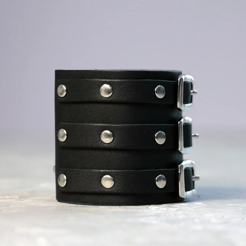 Jewelry Adjustable Vintage Gothic Leather Wristband Bracelet Size ONE SIZE - 4 Thumbnail