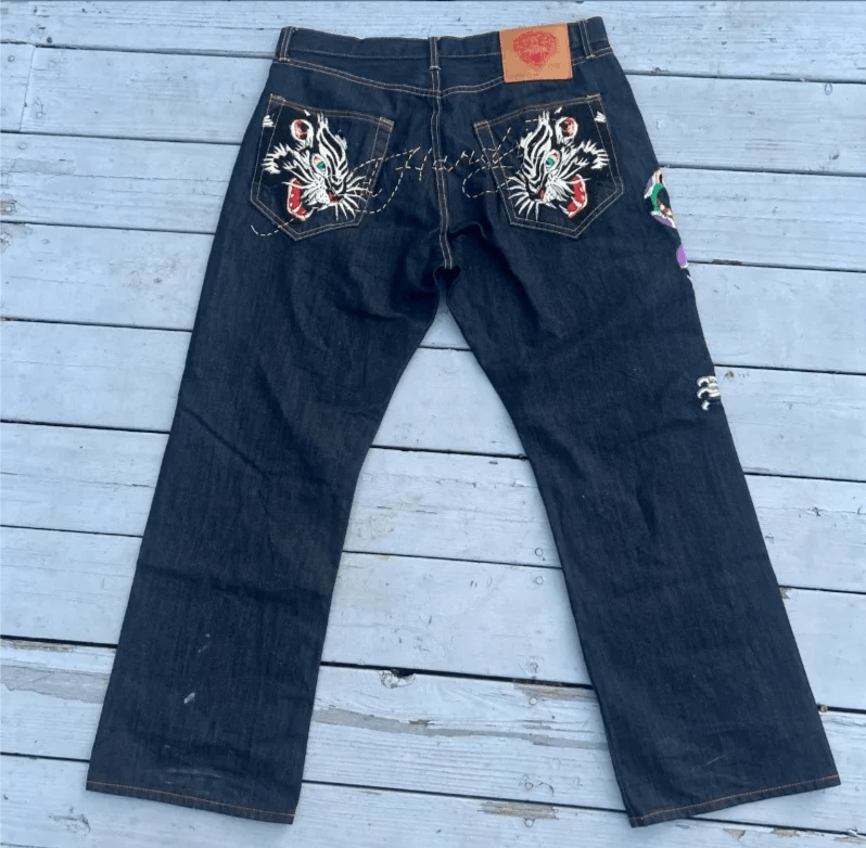 Japanese Brand American Fashion Oversize Pattern Embroidered Baggy Jeans Size US 34 / EU 50 - 1 Thumbnail