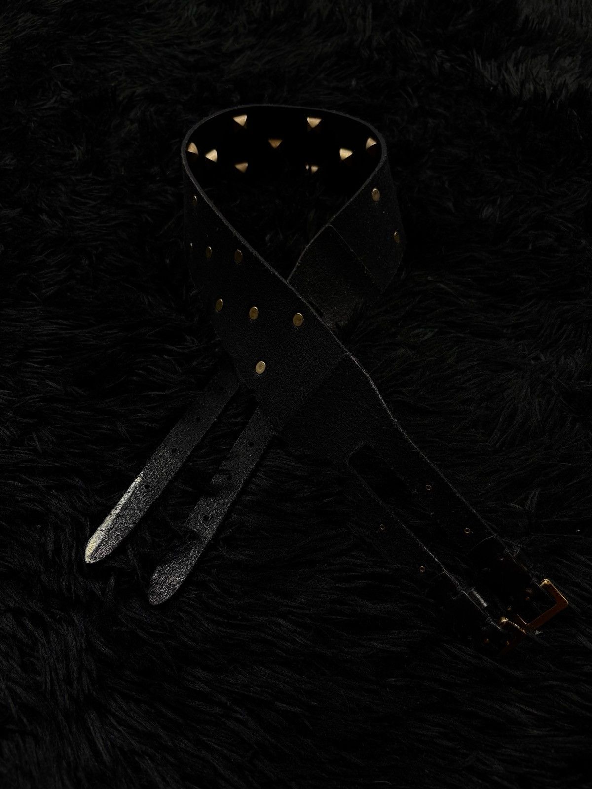 Allsaints Allsaints Avantgarde Archive Double Pyramids Leather Belt Size ONE SIZE - 11 Thumbnail