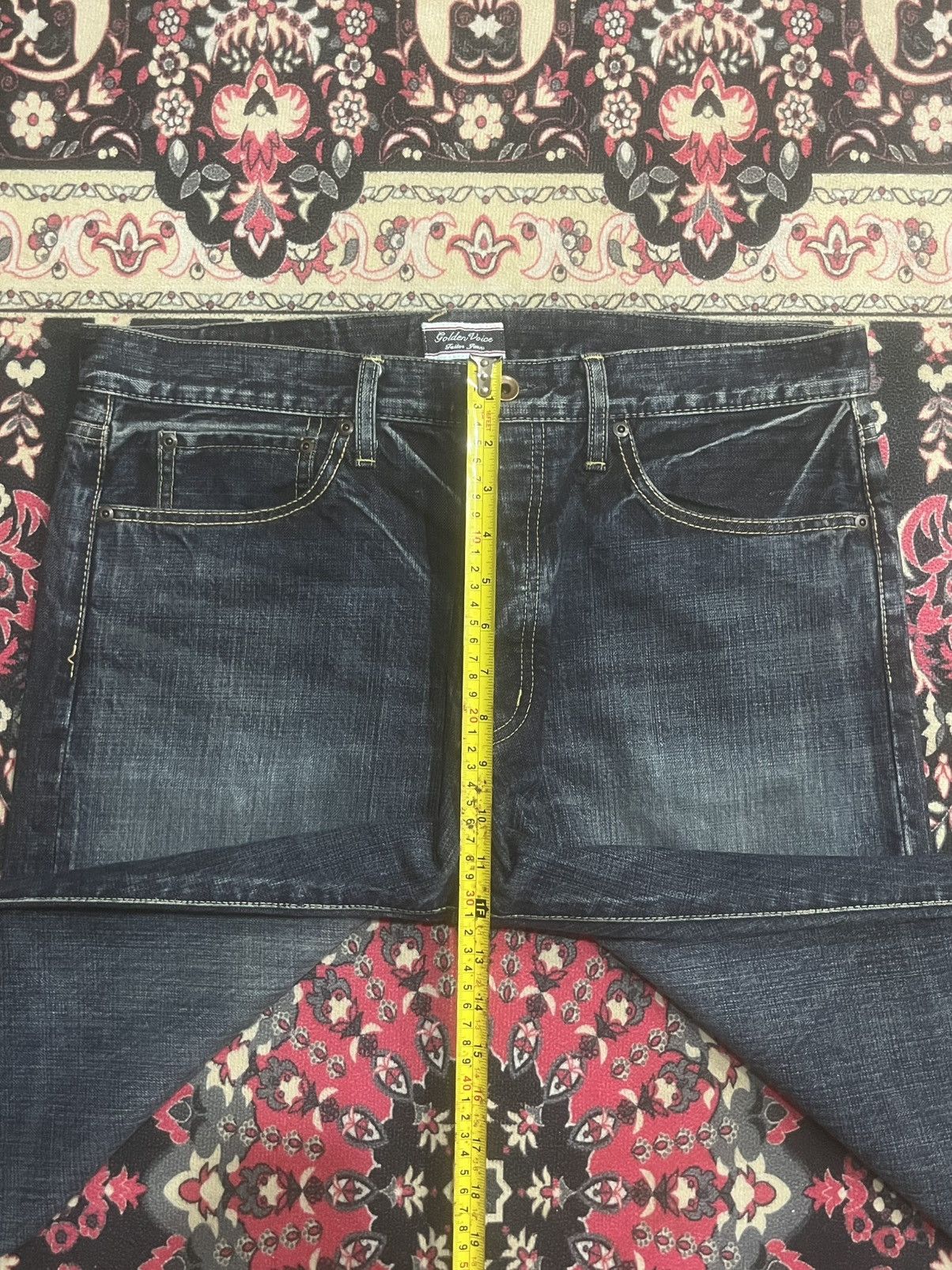 Vintage Japanese Golden Voice Buckle Back Dark Blue Selvedge Jeans Size US 37 - 16 Thumbnail