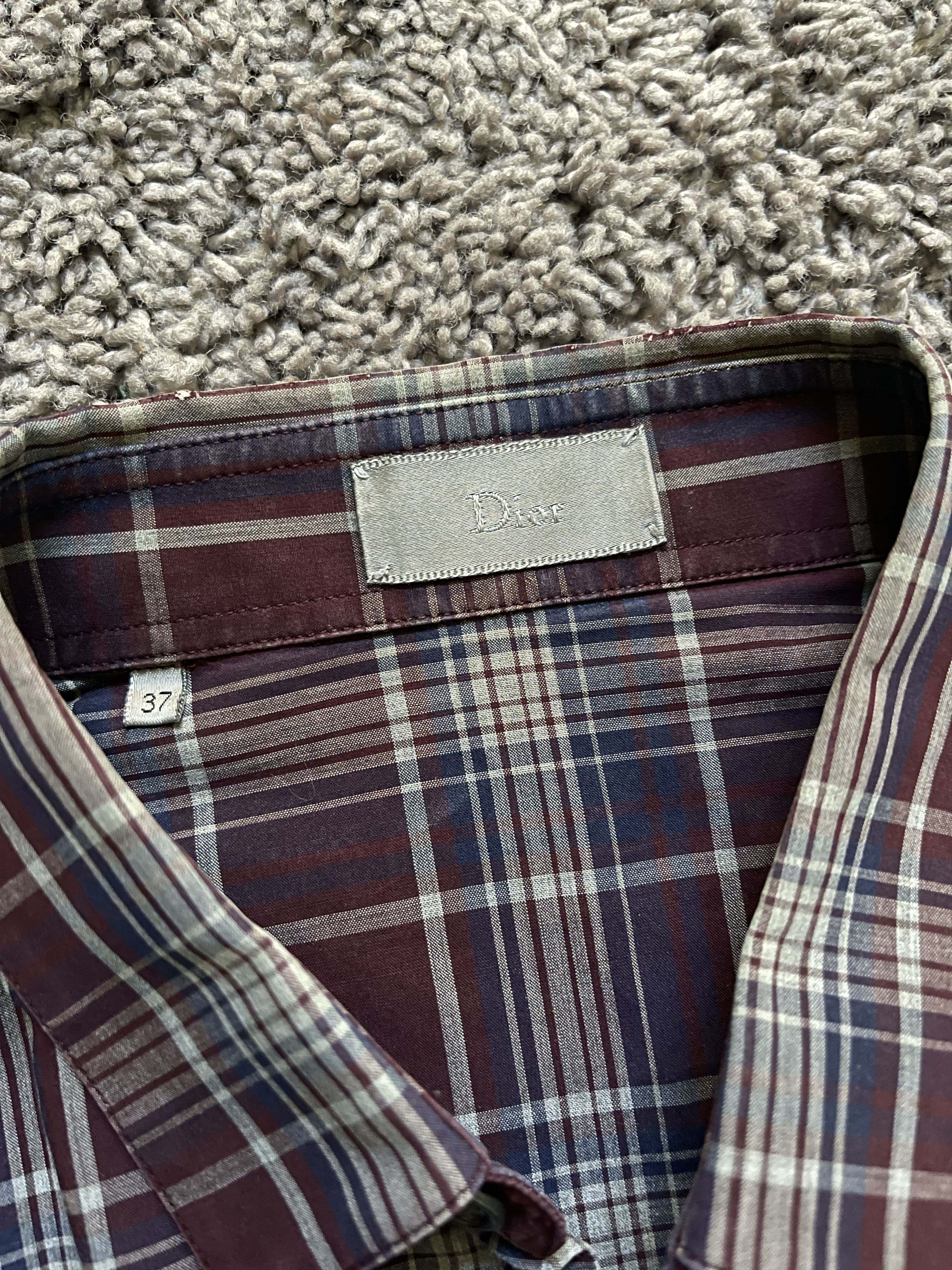 Dior Dior Homme Maroon/Blue Plaid Shirt Size US S / EU 44-46 / 1 - 2 Thumbnail