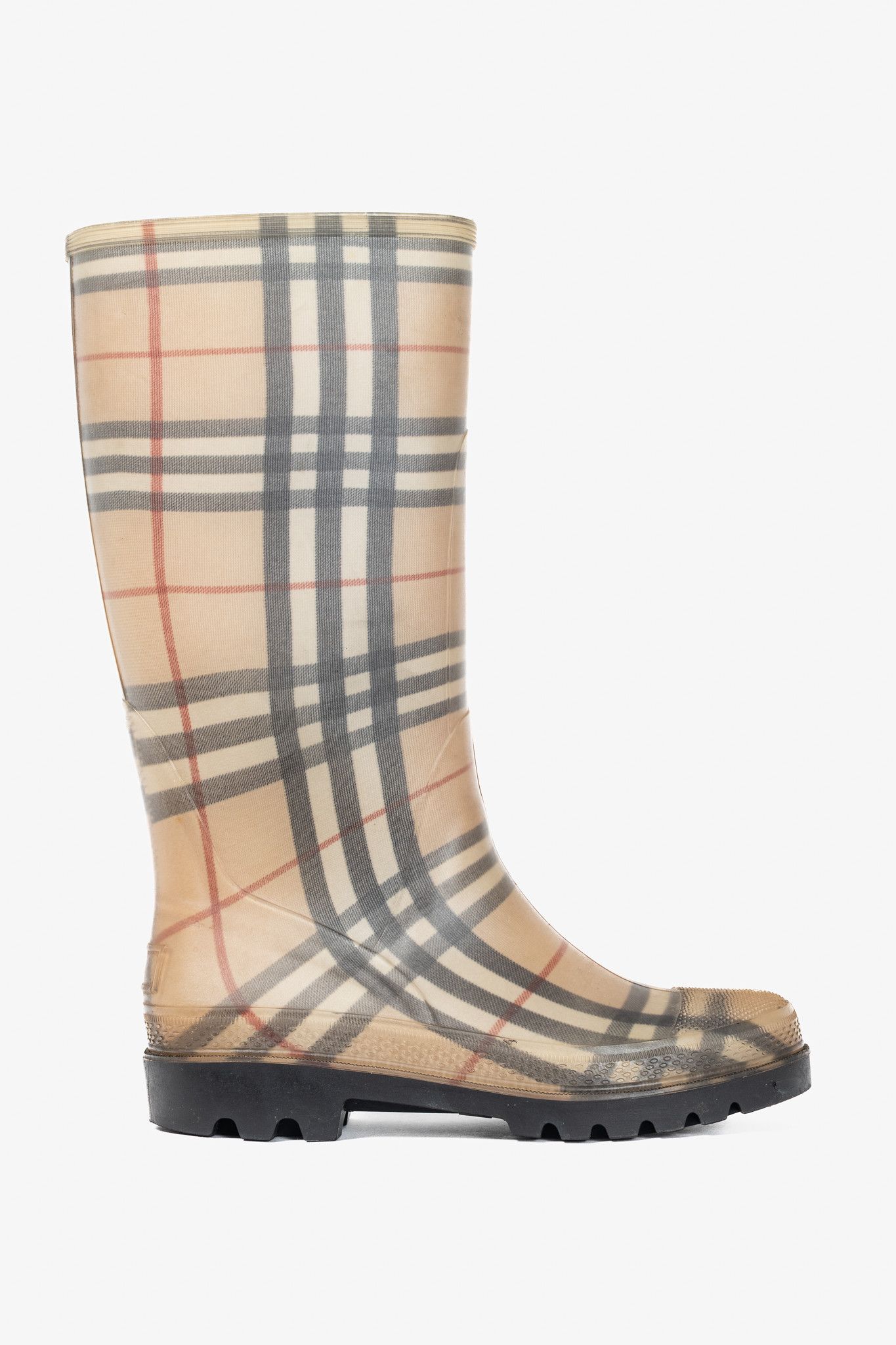 Burberry Burberry Haymarket Tall Rubber Rain Boots Size US 7.5 / IT 37.5 - 1 Thumbnail