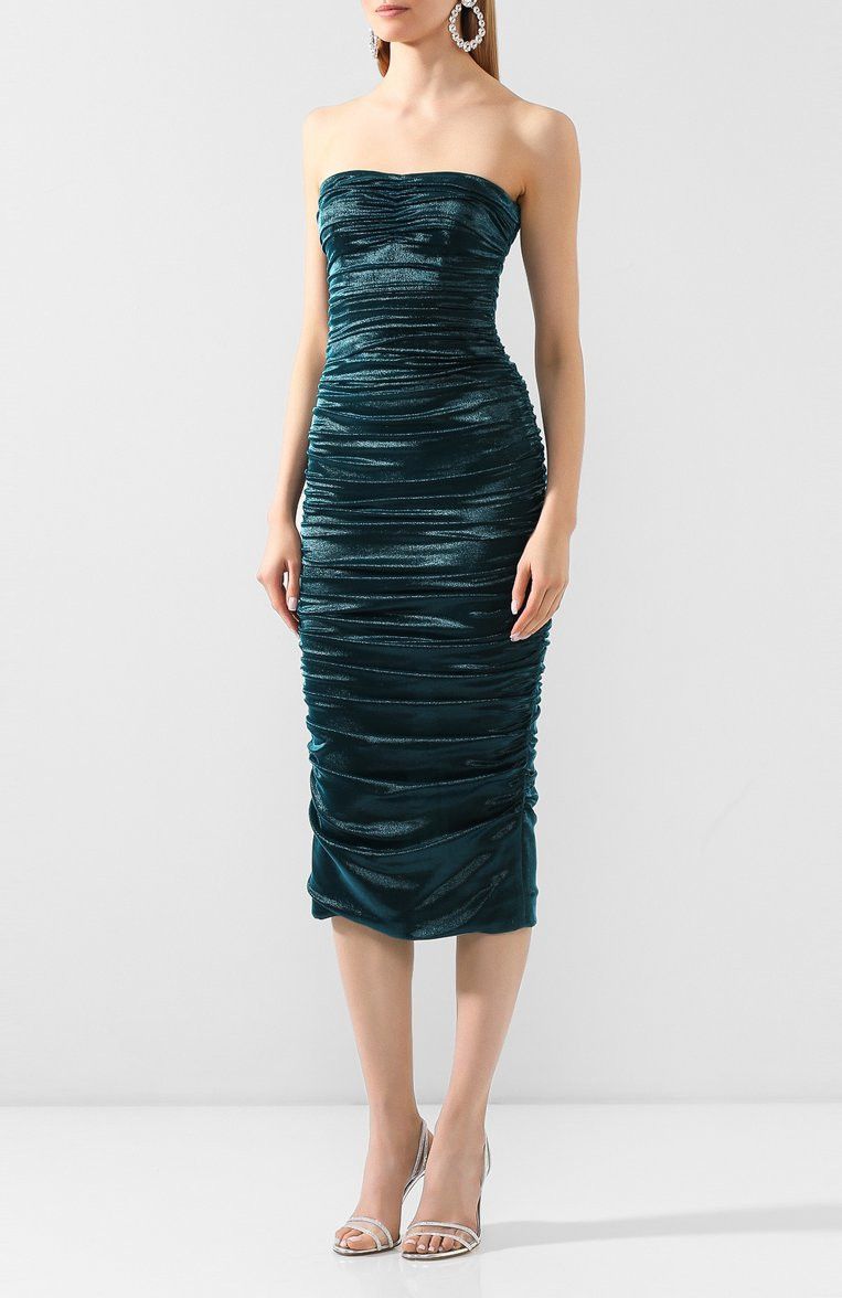 Dolce & Gabbana o1y0825 Midi Dress in Deep Teal Size XS / US 0-2 / IT 36-38 - 2 Thumbnail