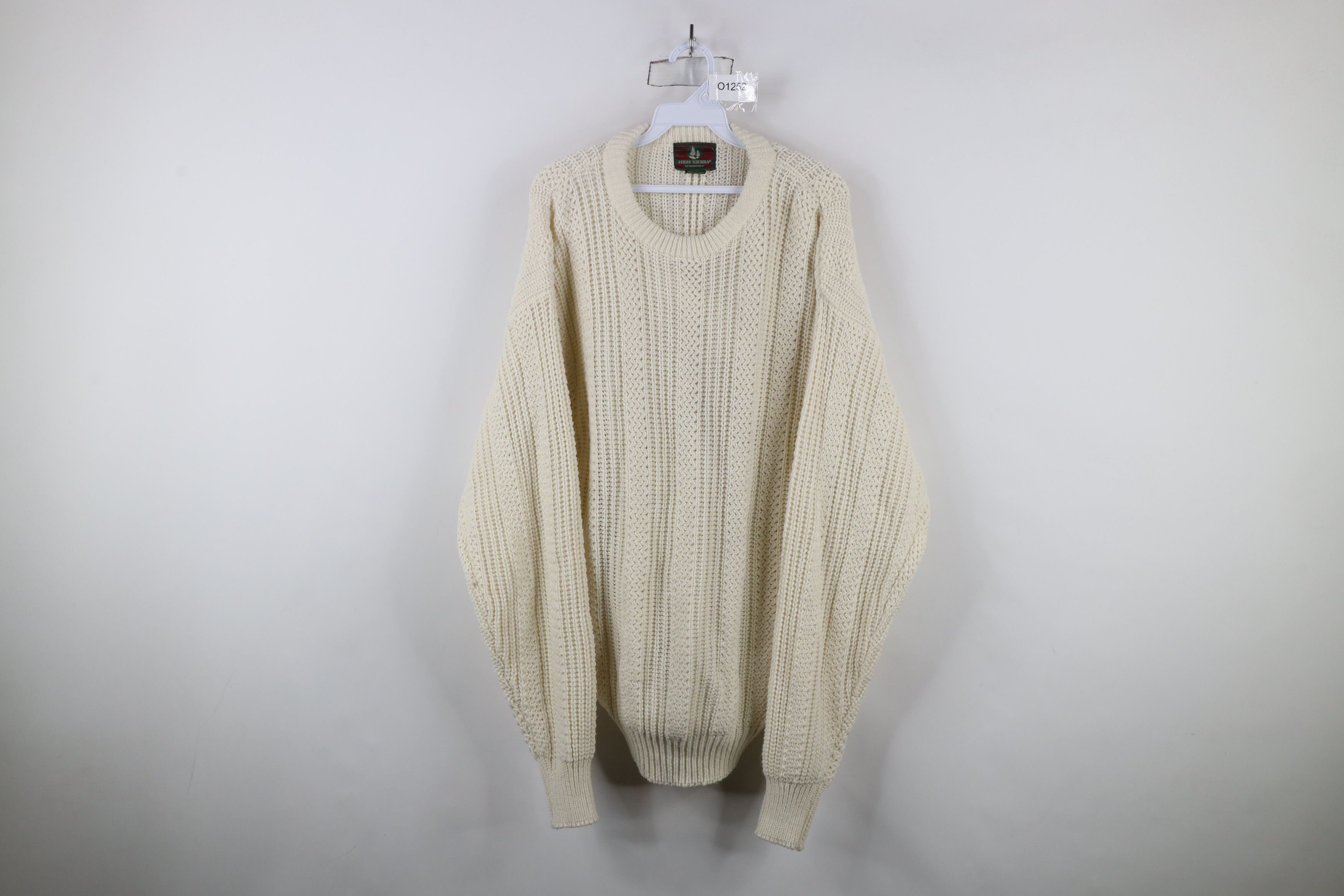 Vintage Vintage 90s Streetwear Ribbed Knit Crewneck Sweater Cream Size US M / EU 48-50 / 2 - 1 Thumbnail