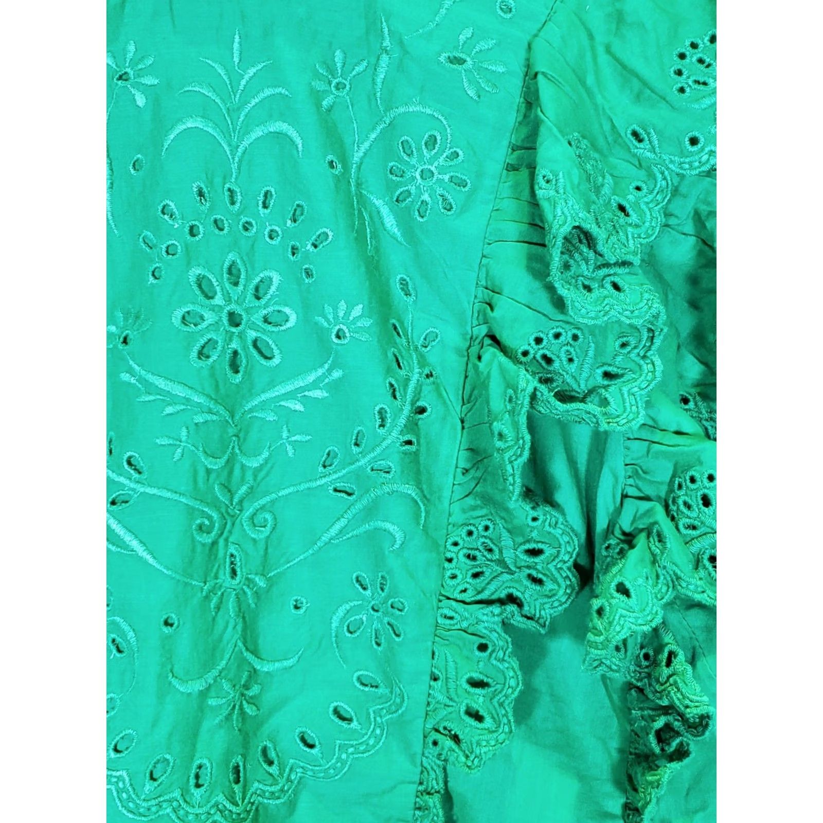 Vintage Love The Label Lea High Neck Ruffle Blouse Top Kelly Green Women's L New Size L / US 10 / IT 46 - 5 Thumbnail