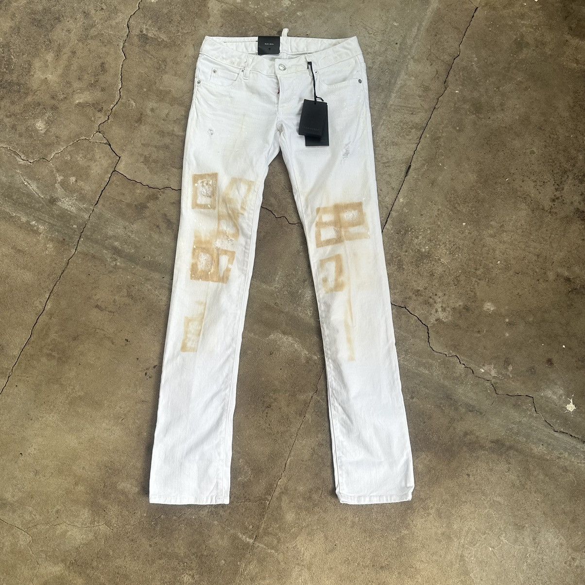 Y2K Dsquared2 distressed painted flared archive denim jeans