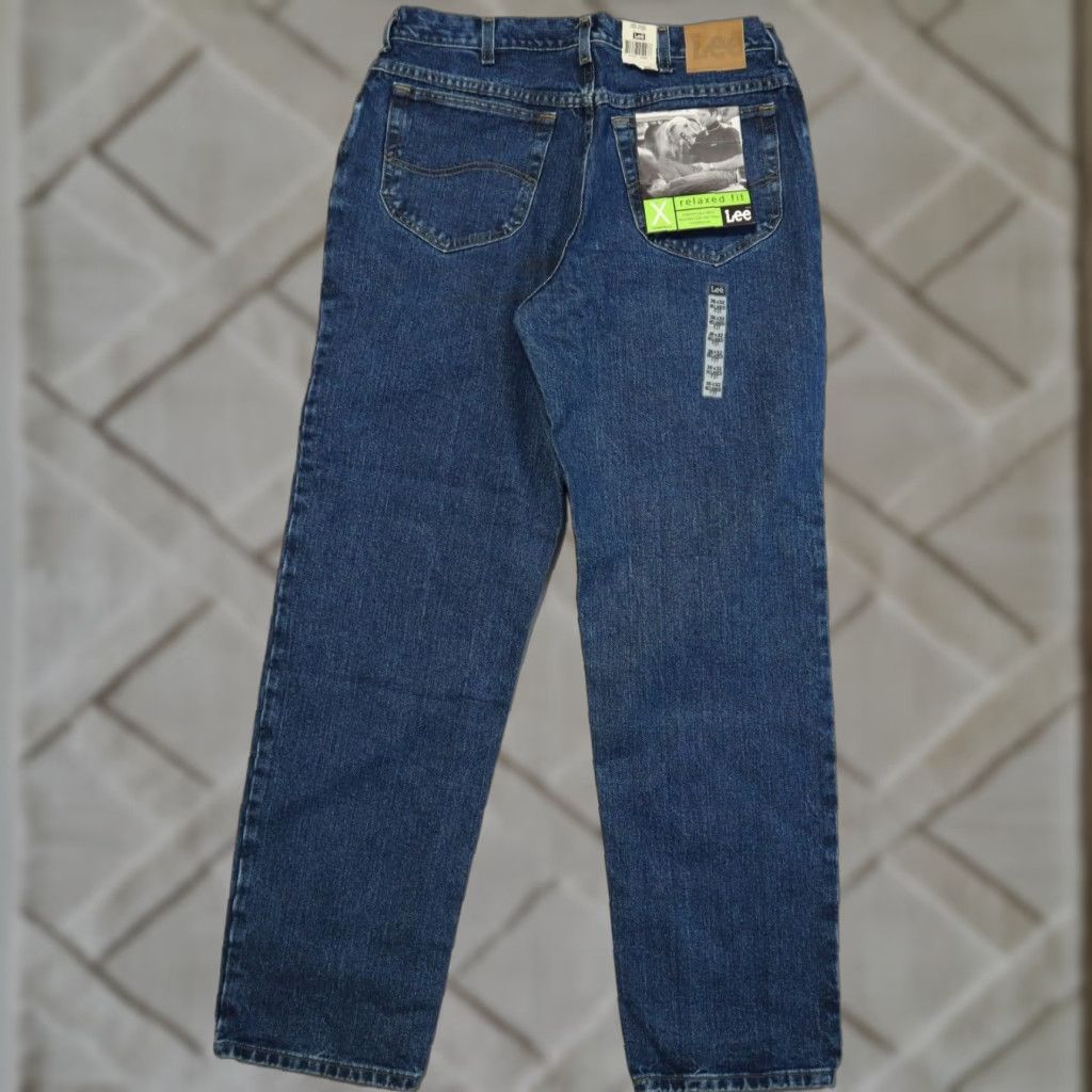 VINTAGE Lee Jeans Men 36x32 Relaxed Fit Tapered Leg Denim Dark