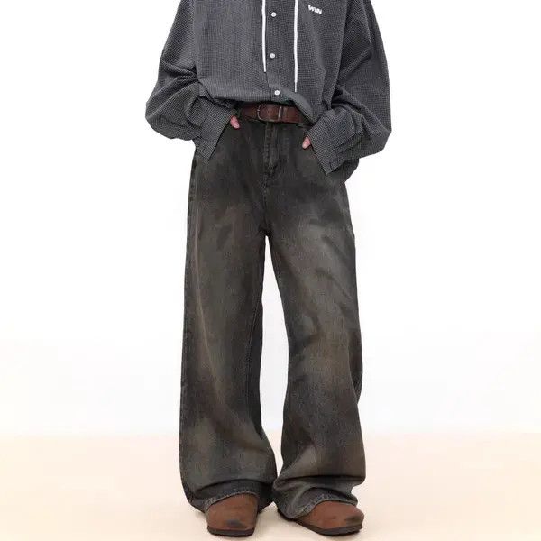 Japanese Brand VIBE Washed and distressed high street straight leg jeans Size US 34 / EU 50 - 1 Thumbnail