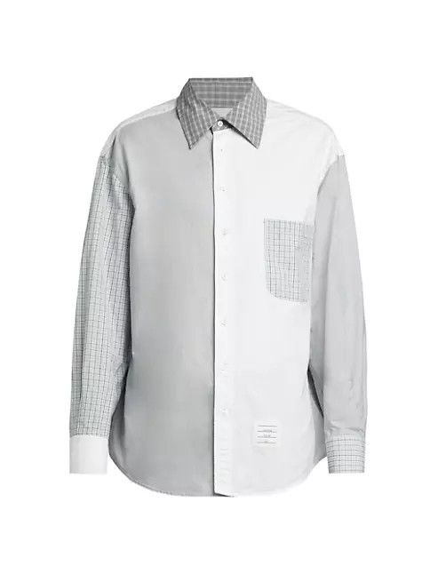 Thom Browne os11x0724 Fun Mix Oversized Button-Front Shirt White/Grey Size US L / EU 52-54 / 3 - 1 Thumbnail