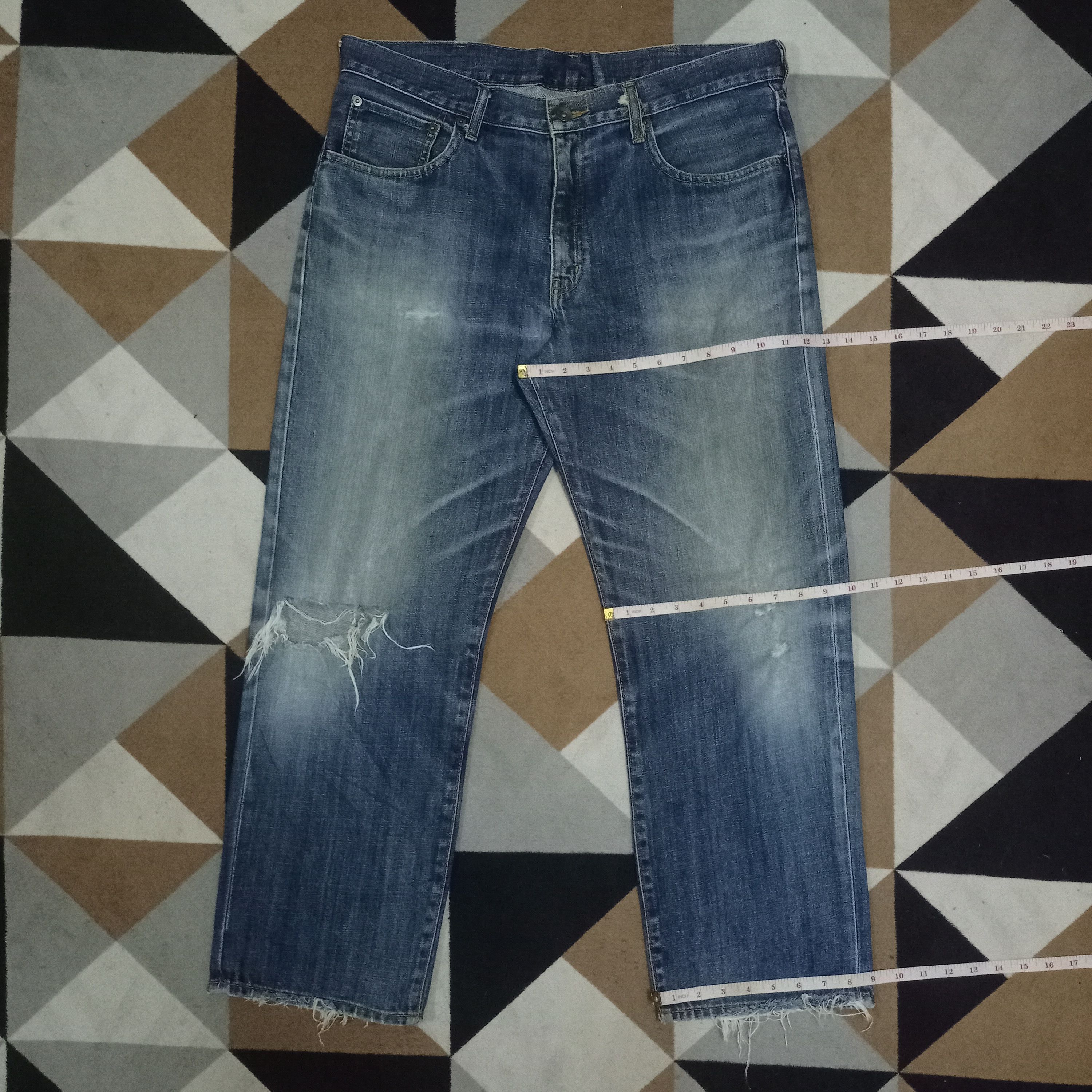 Japanese Brand × Uniqlo Vintage Japanese Uniqlo Distressed Baggy Jeans 36x27 Size US 36 / EU 52 - 10 Thumbnail