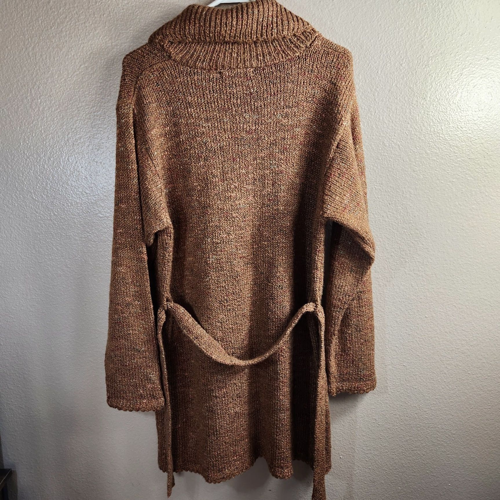 Vintage Wind River Cardigan |L| Brown Speckled Knit Tie Waist Buttonfront Sweater Size L / US 10 / IT 46 - 6 Thumbnail
