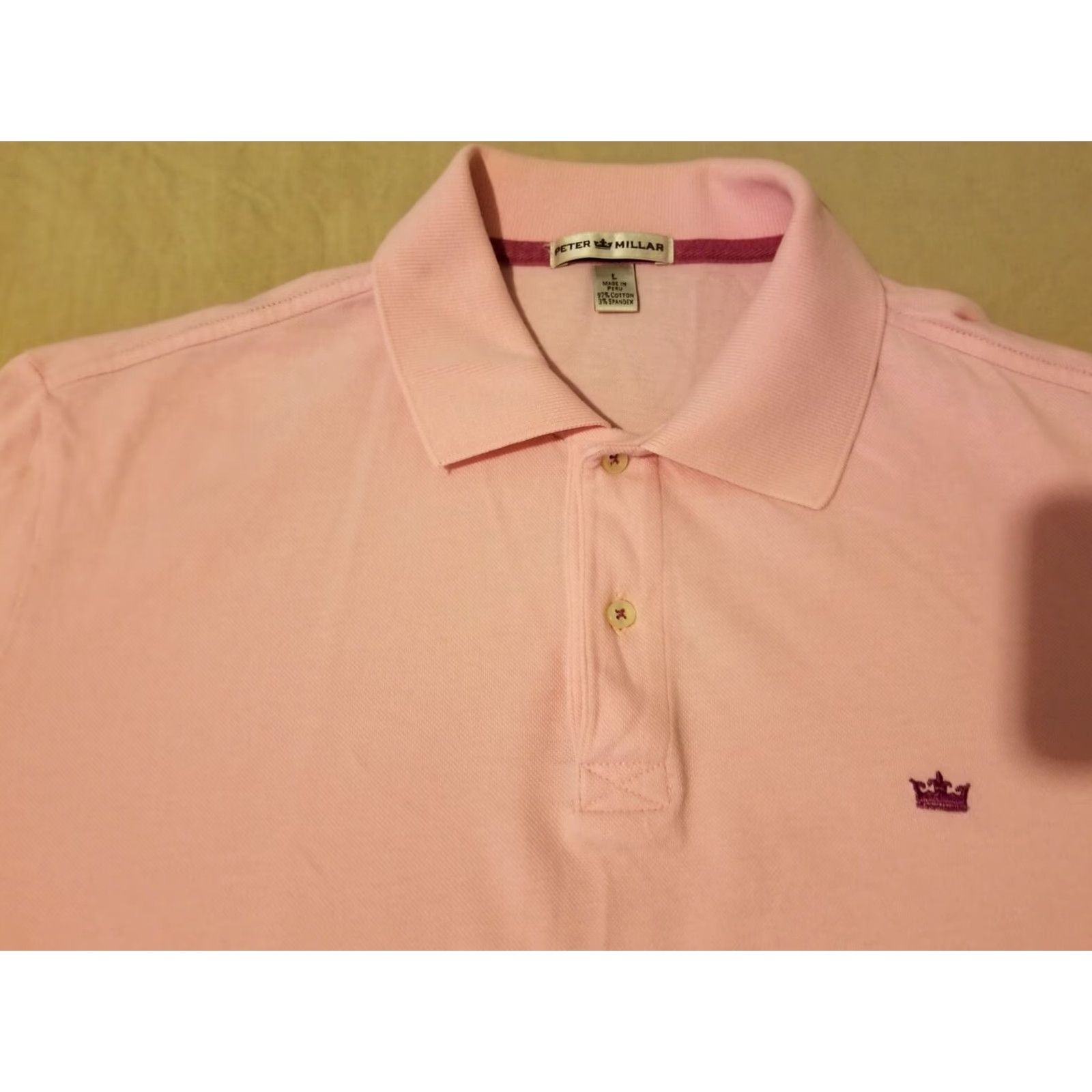 Peter Millar Mens Peter Millar Polo Shirt L Large Pink Cotton Golf Size US L / EU 52-54 / 3 - 2 Thumbnail