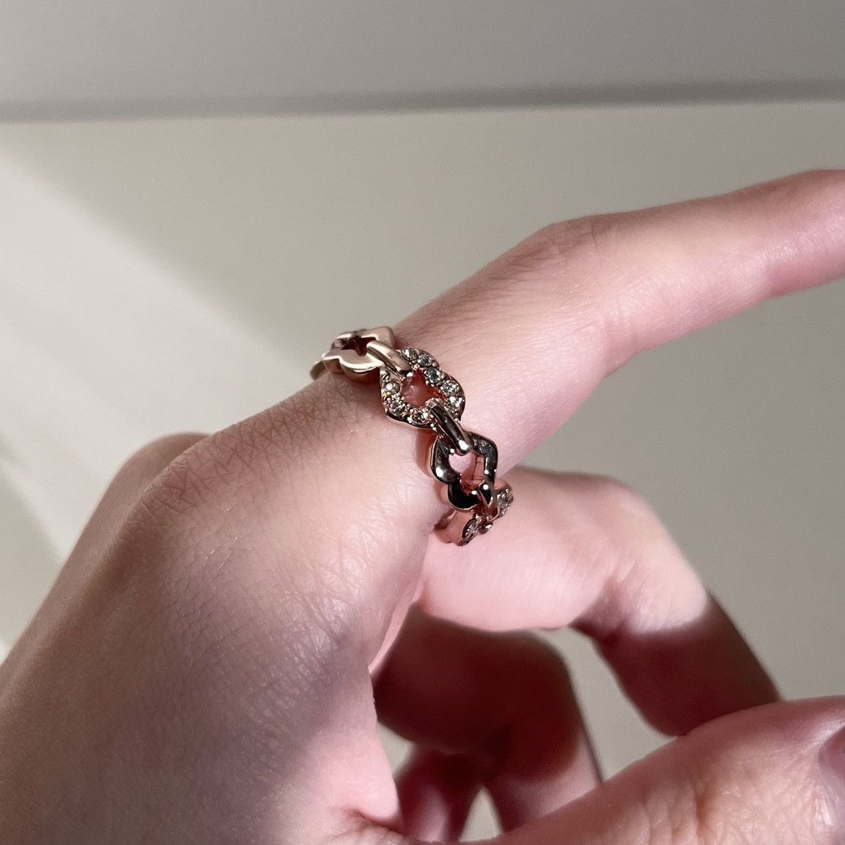 Other 18k Rose gold heart chain ring gold plated size 7 Size ONE SIZE - 6 Thumbnail