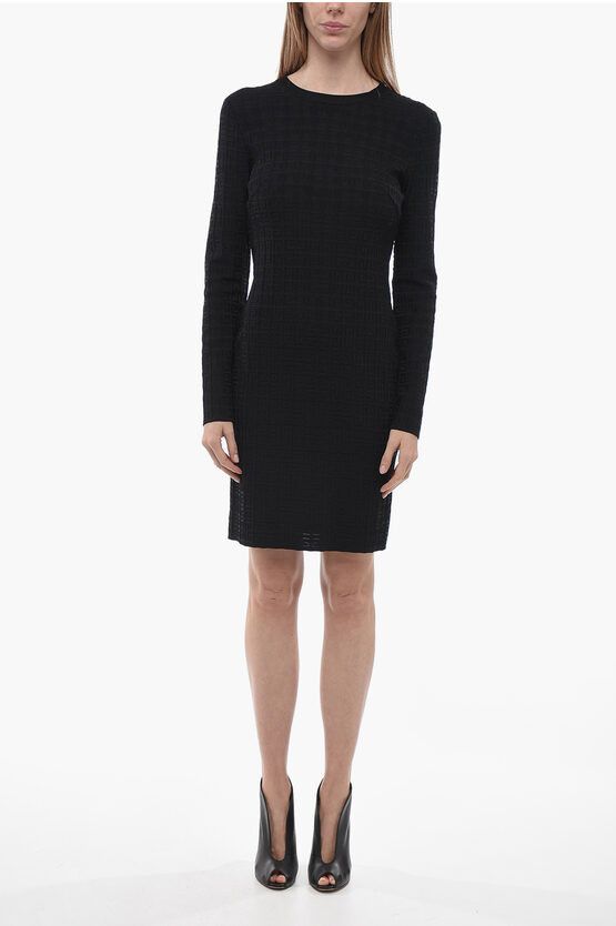 image of Givenchy Jacquard Fabric Midi Dress With Monogram Motif in Black, Women's (Size Medium)
